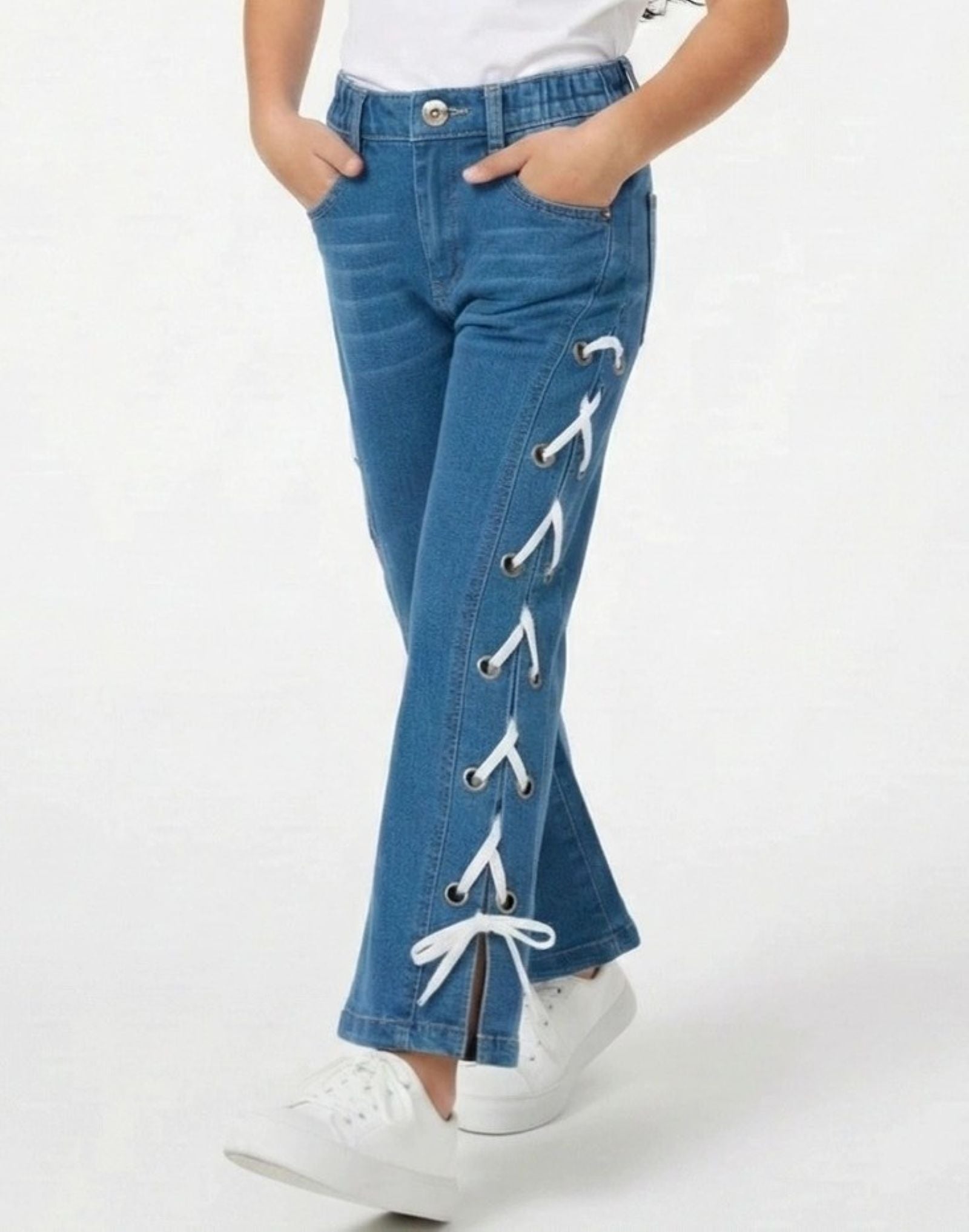 Cotton Denim Straight Fit Stretchable Jeans - Medium Blue