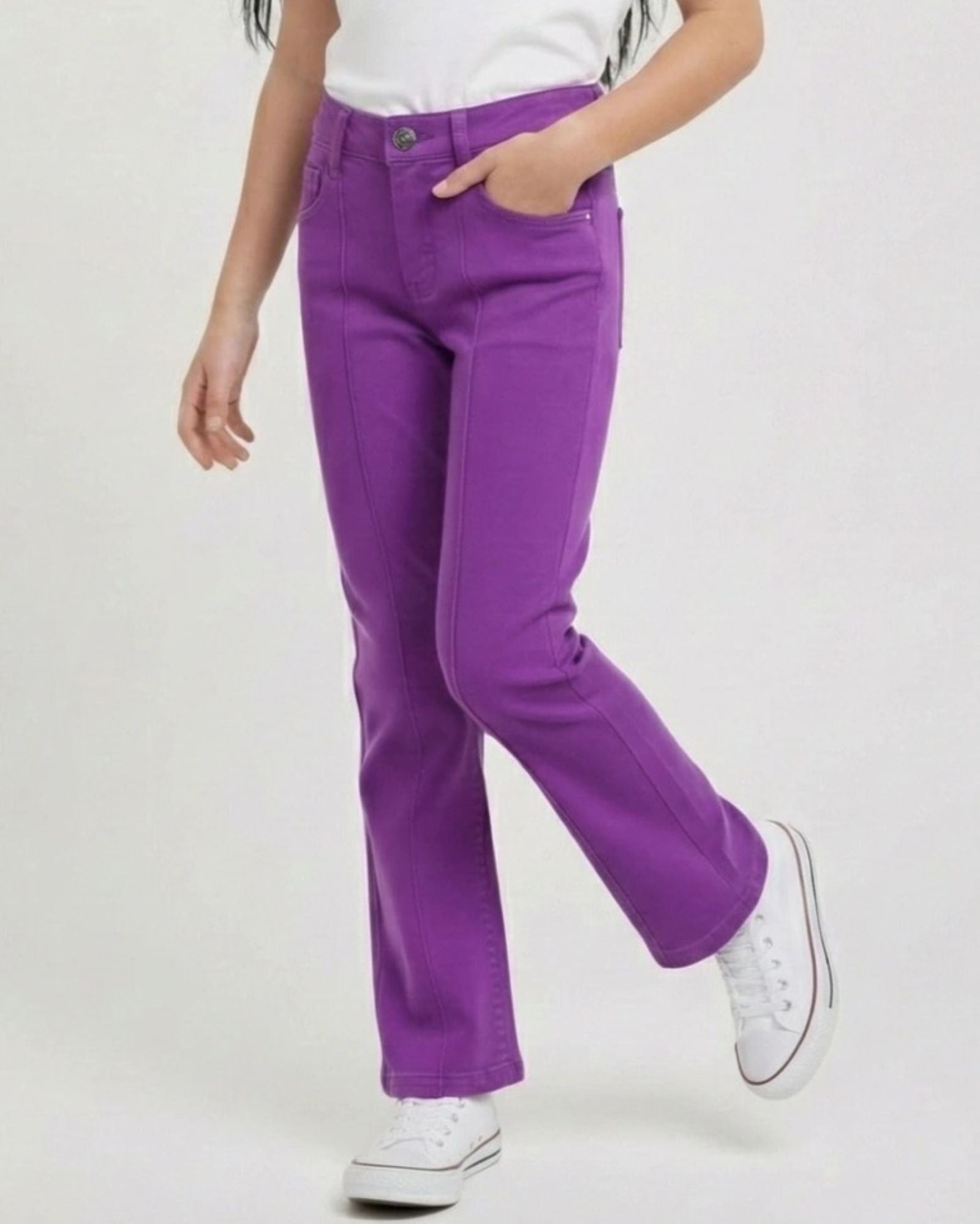 Cotton Denim Comfort Straight Fit Stretchable Jeans - Lilac