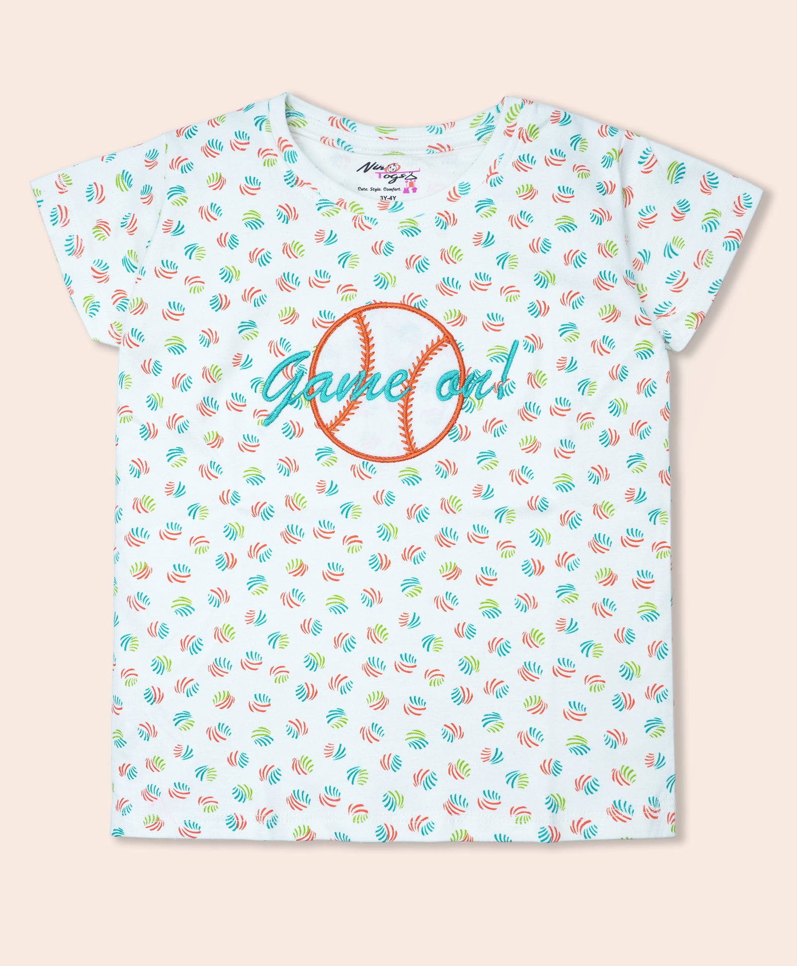 Cotton GameOn Embroidered Half Sleeves Tee