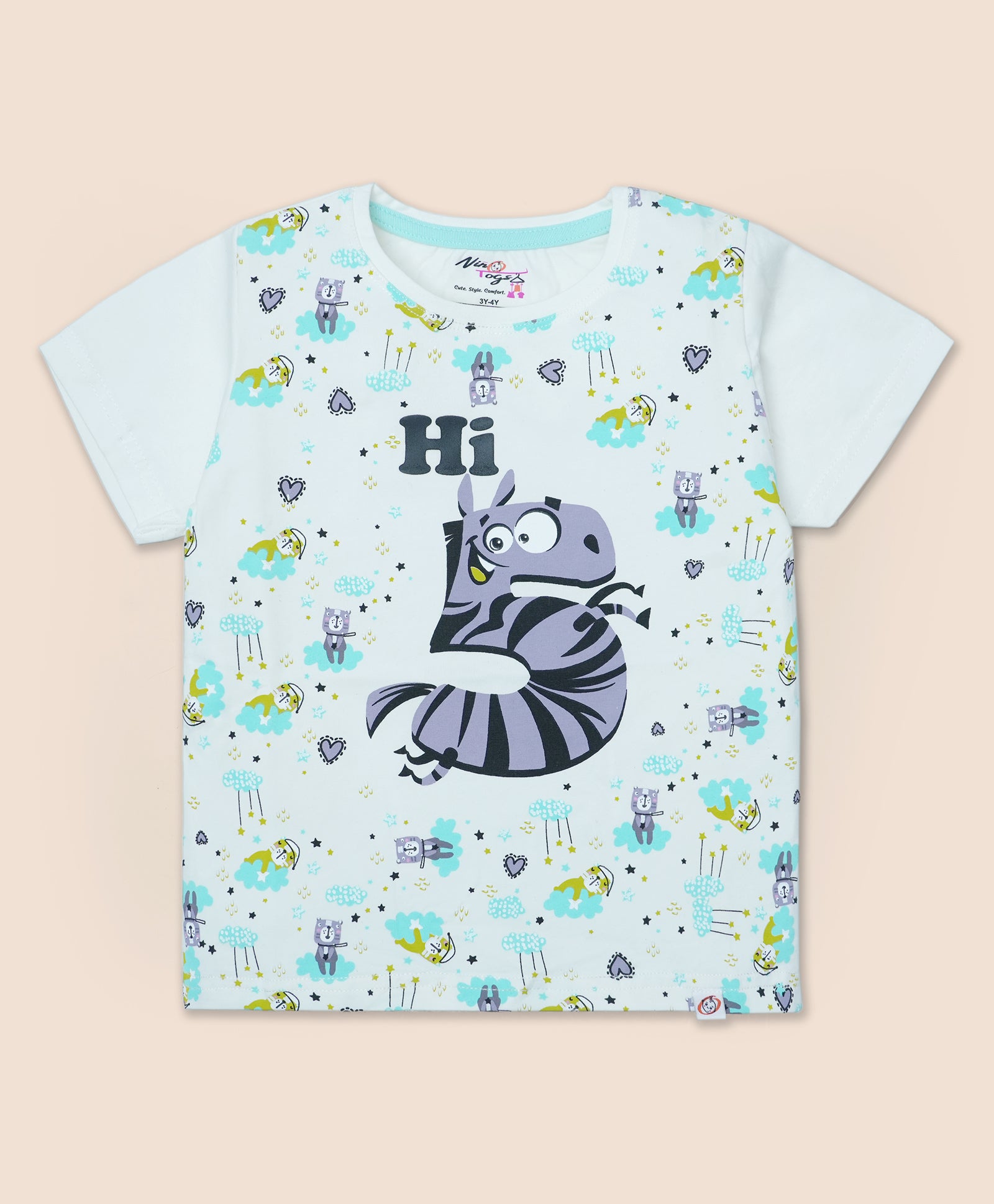 Cotton Hi5 Zebra Printed Half Sleeves Tee