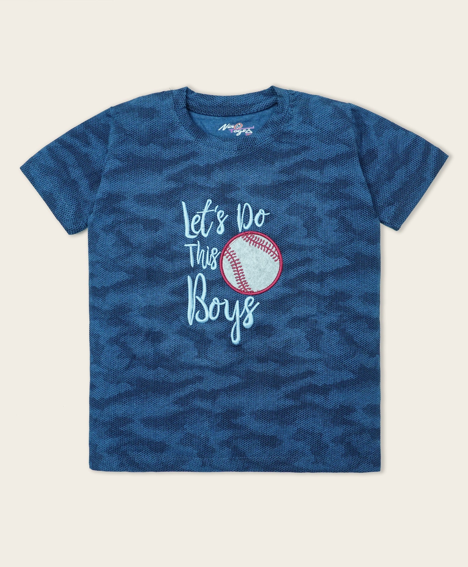 Cotton Let's Do Embroidered Half Sleeves Tee