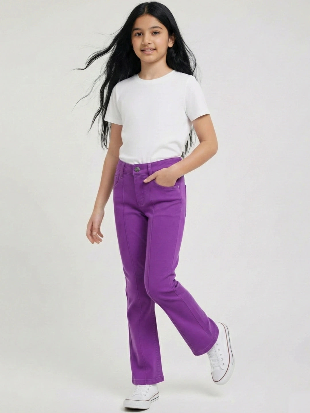 Cotton Denim Comfort Straight Fit Stretchable Jeans - Lilac