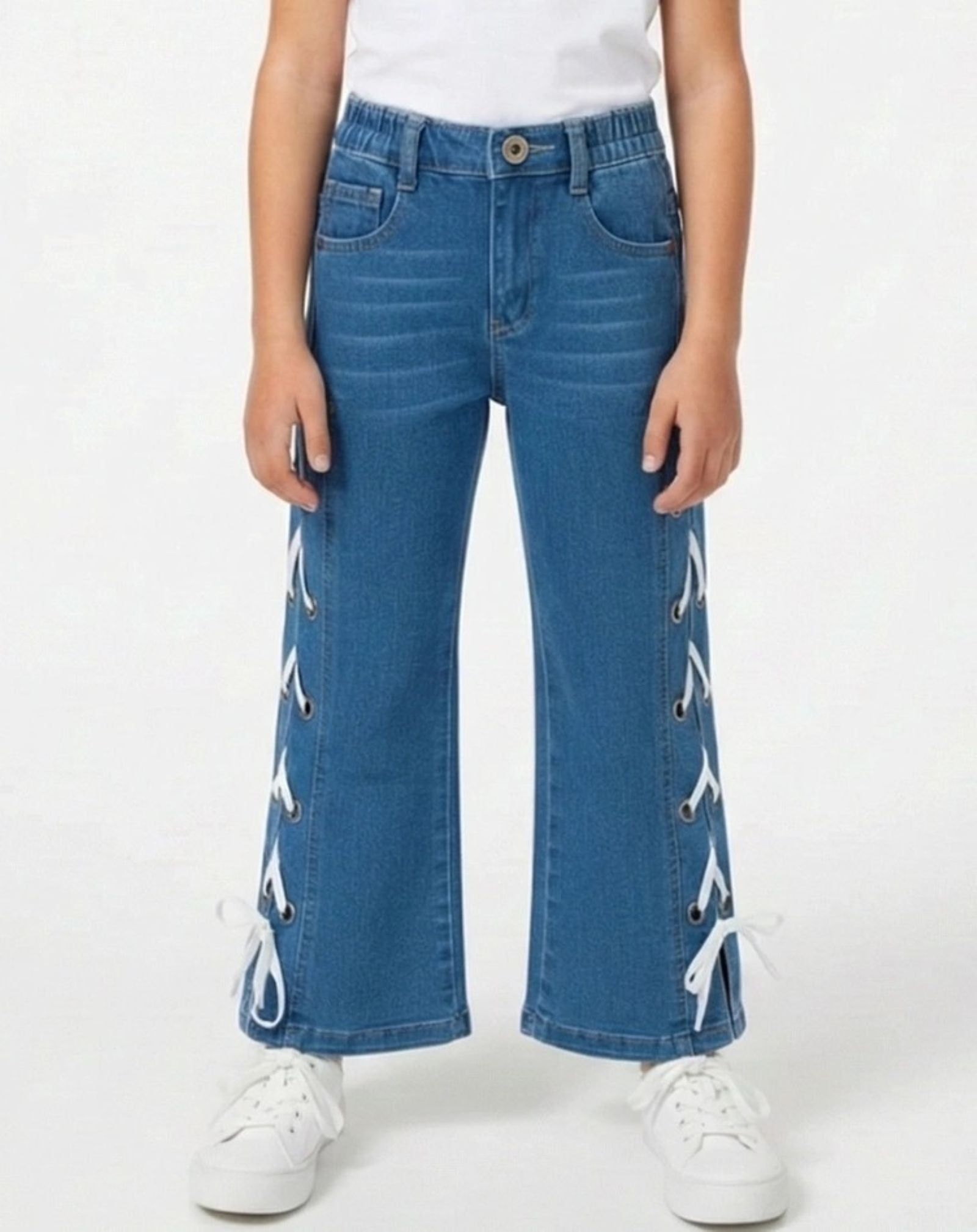 Cotton Denim Straight Fit Stretchable Jeans - Medium Blue