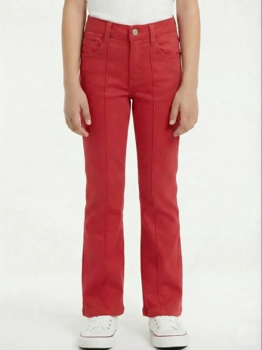 Cotton Denim Comfort Straight Fit Stretchable Jeans - Red