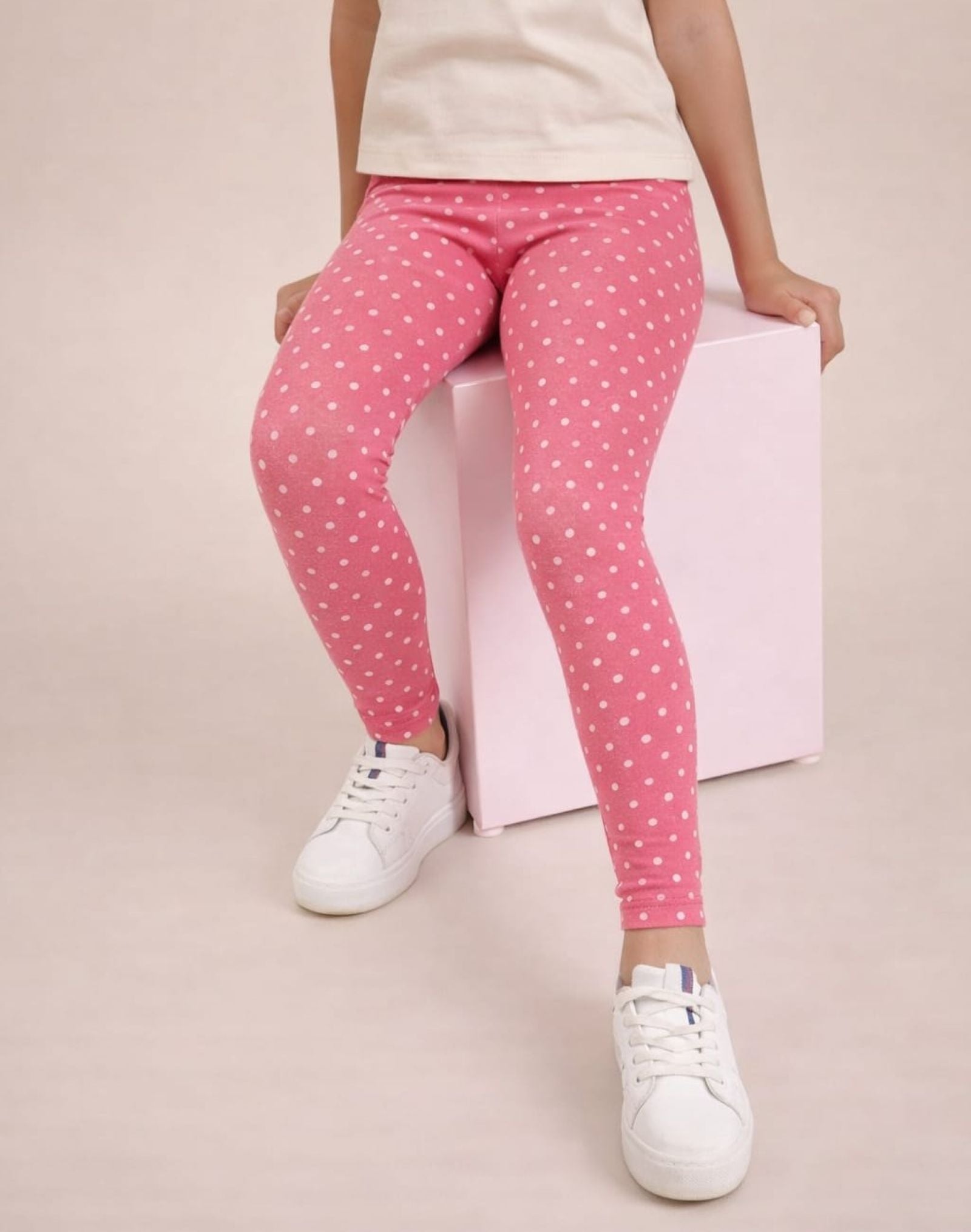 Cotton Lycra Knit Full Length Leggings Pack of 3 - Peach,Pink,Black