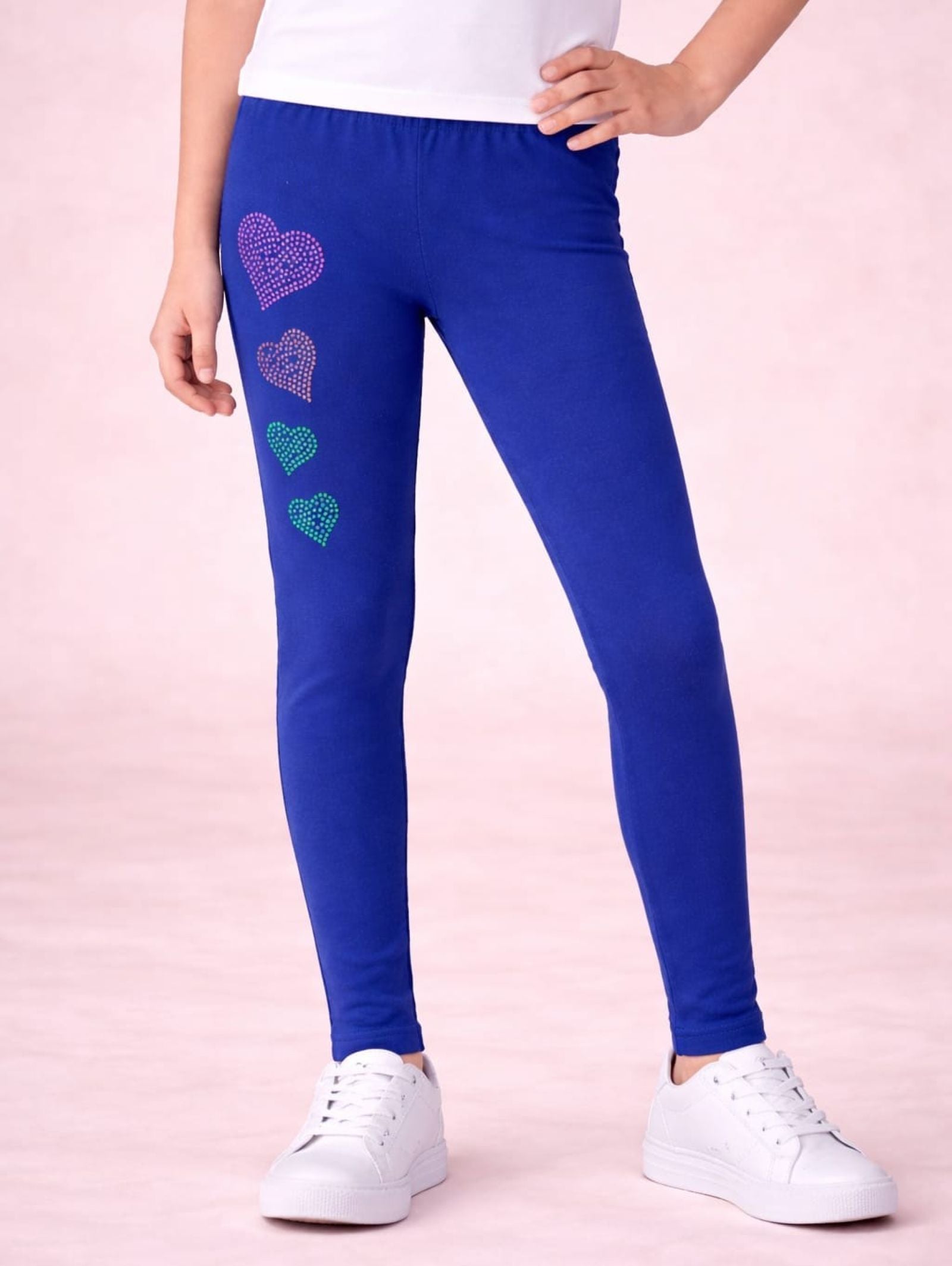 Cotton Lycra Knit Full Length Leggings Pack of 3 - Pink,S.Green,Blue