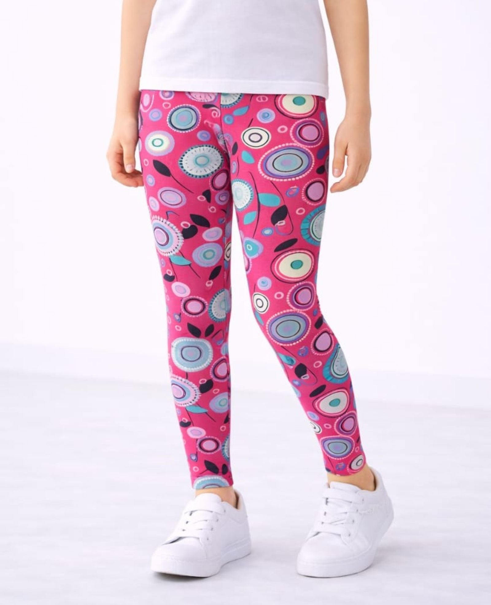 Cotton Lycra Knit Full Length Leggings Pack of 3 - Pink,Teal,Black