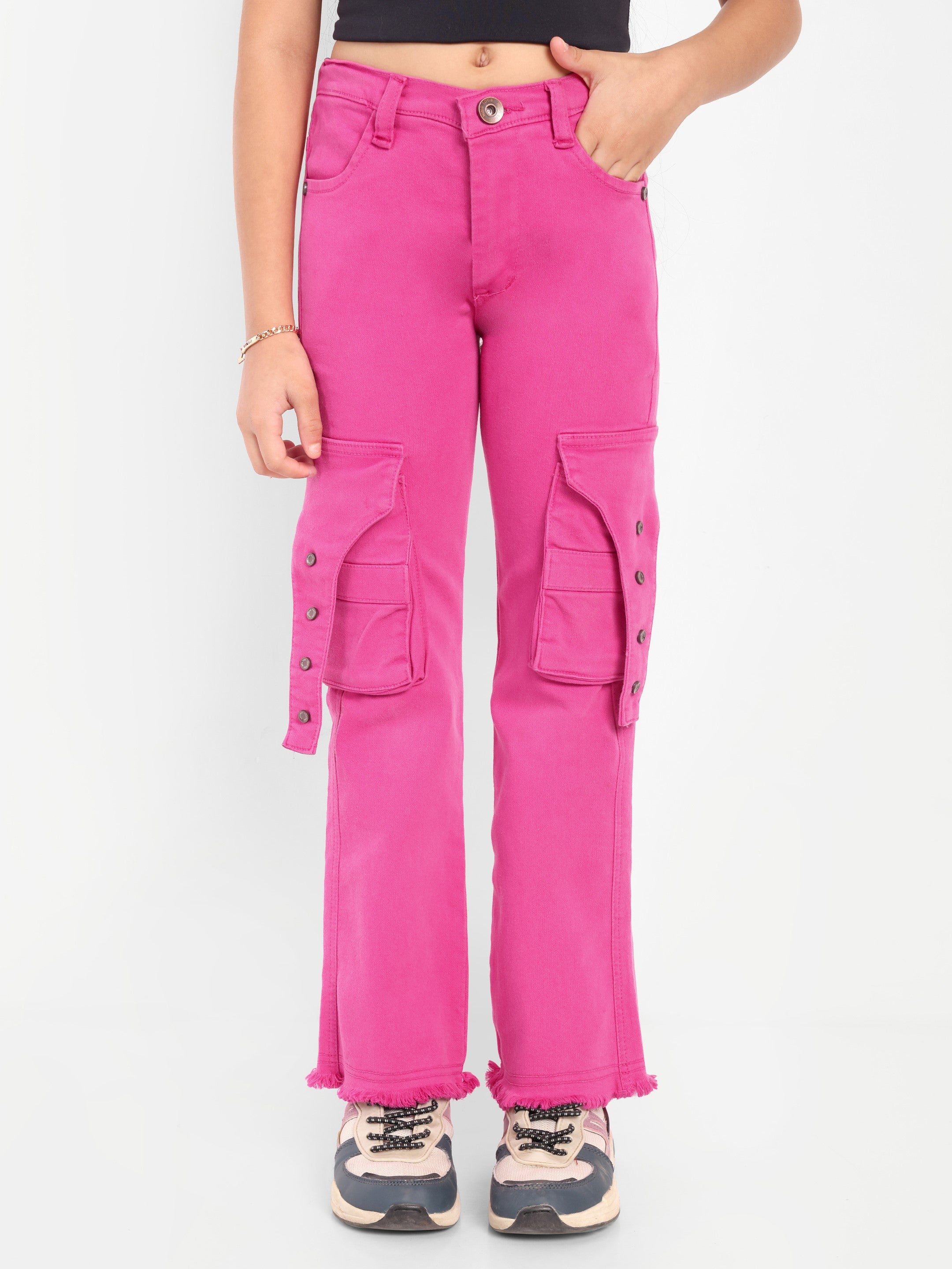 Stretchable Fancy Color Jeans with Side Box Pockets