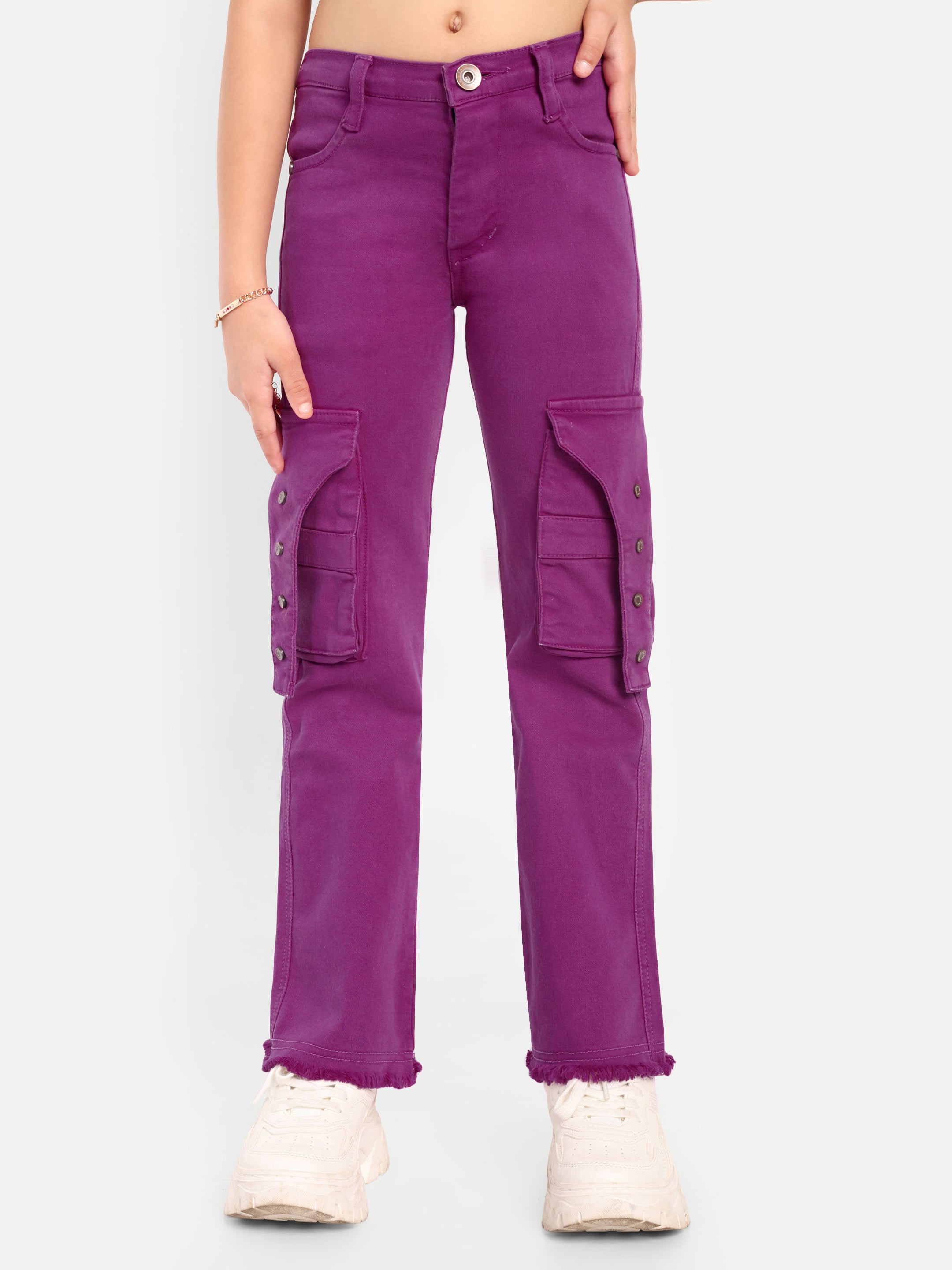 Stretchable Fancy Color Jeans with Side Pockets