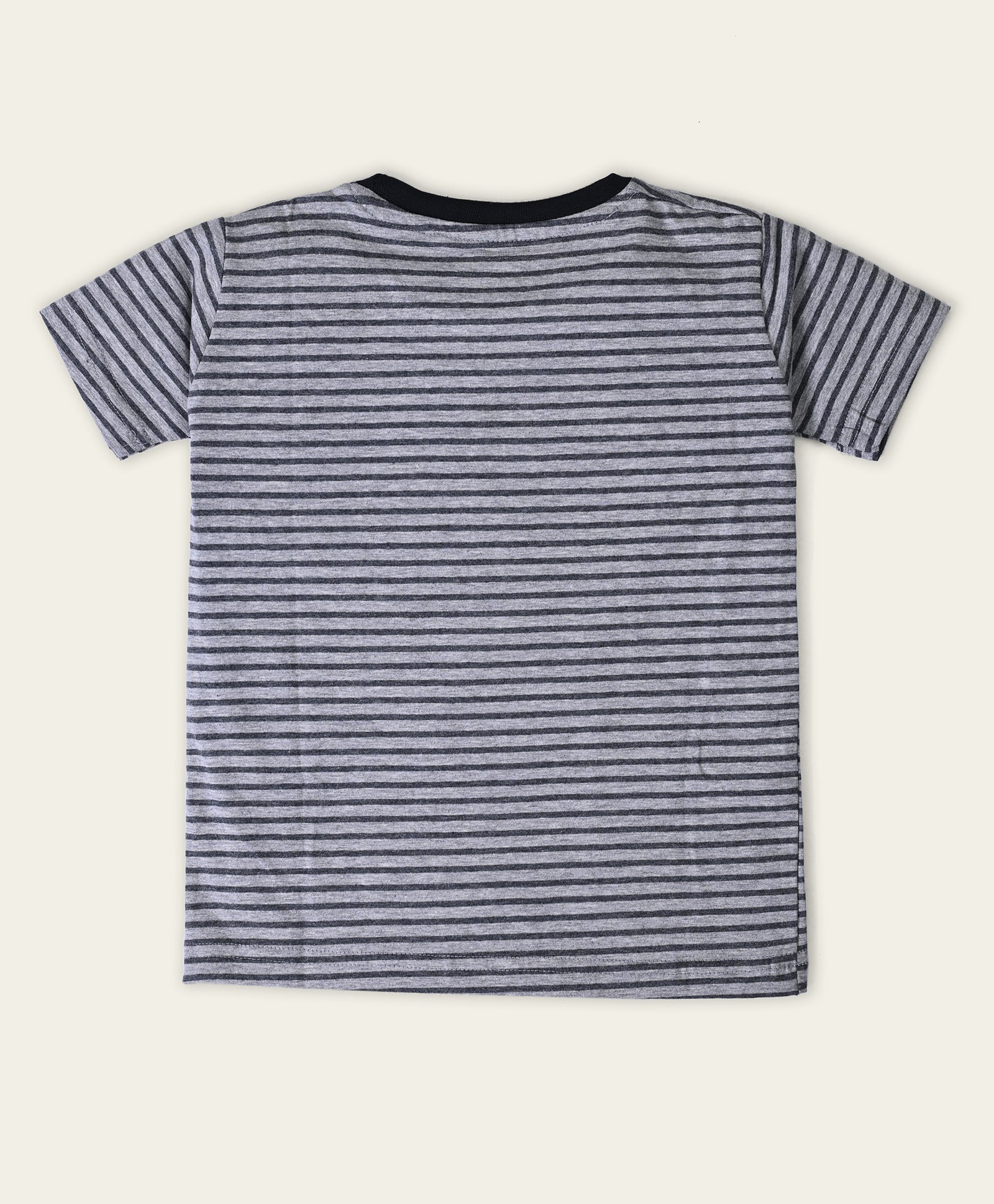 Cotton Striped Wassup Embroidered Half Sleeves Tee