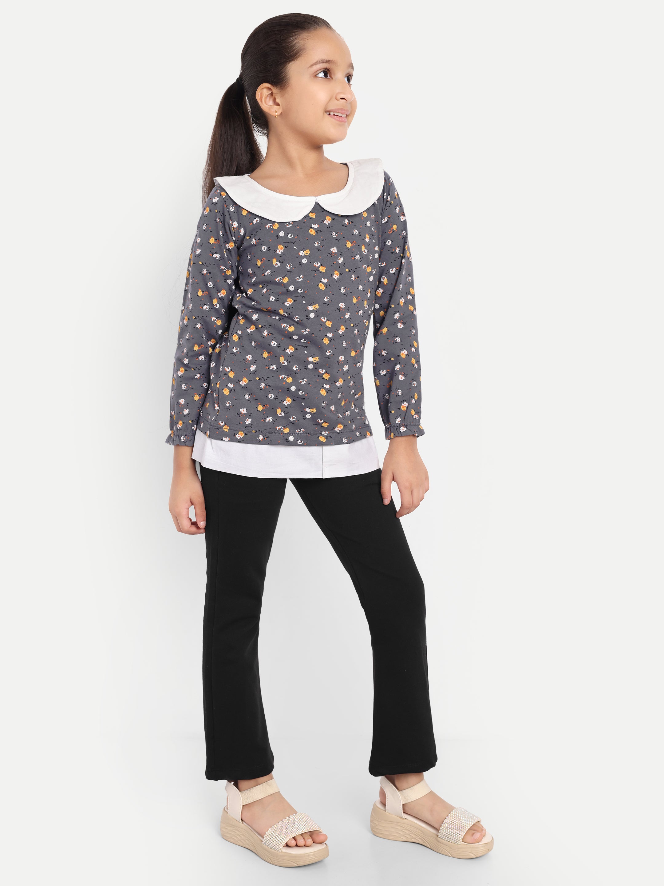 Cotton Knit Full Sleeves Floral Printed Fancy Color Top and Lounge Pant