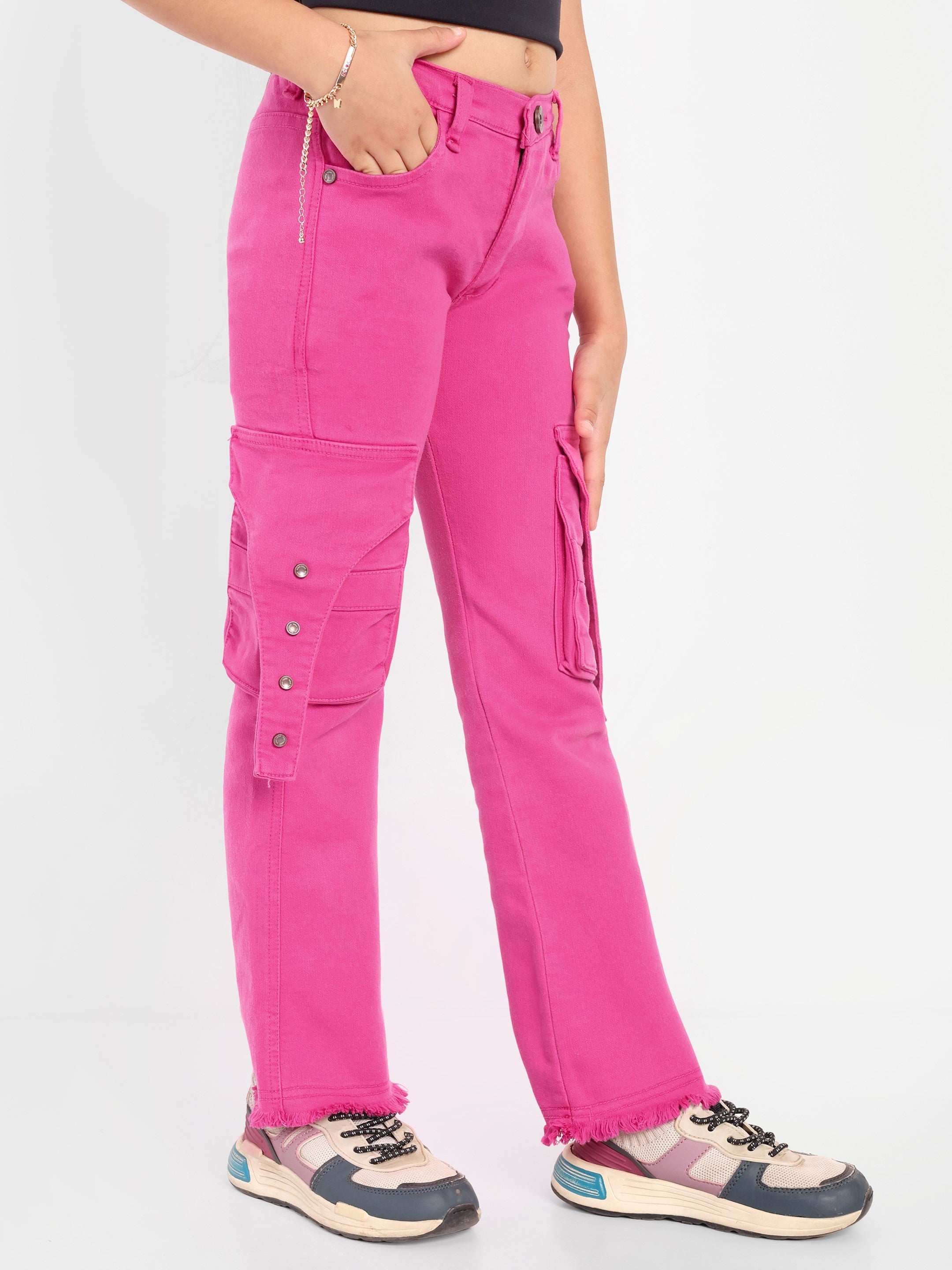 Stretchable Fancy Color Jeans with Side Box Pockets