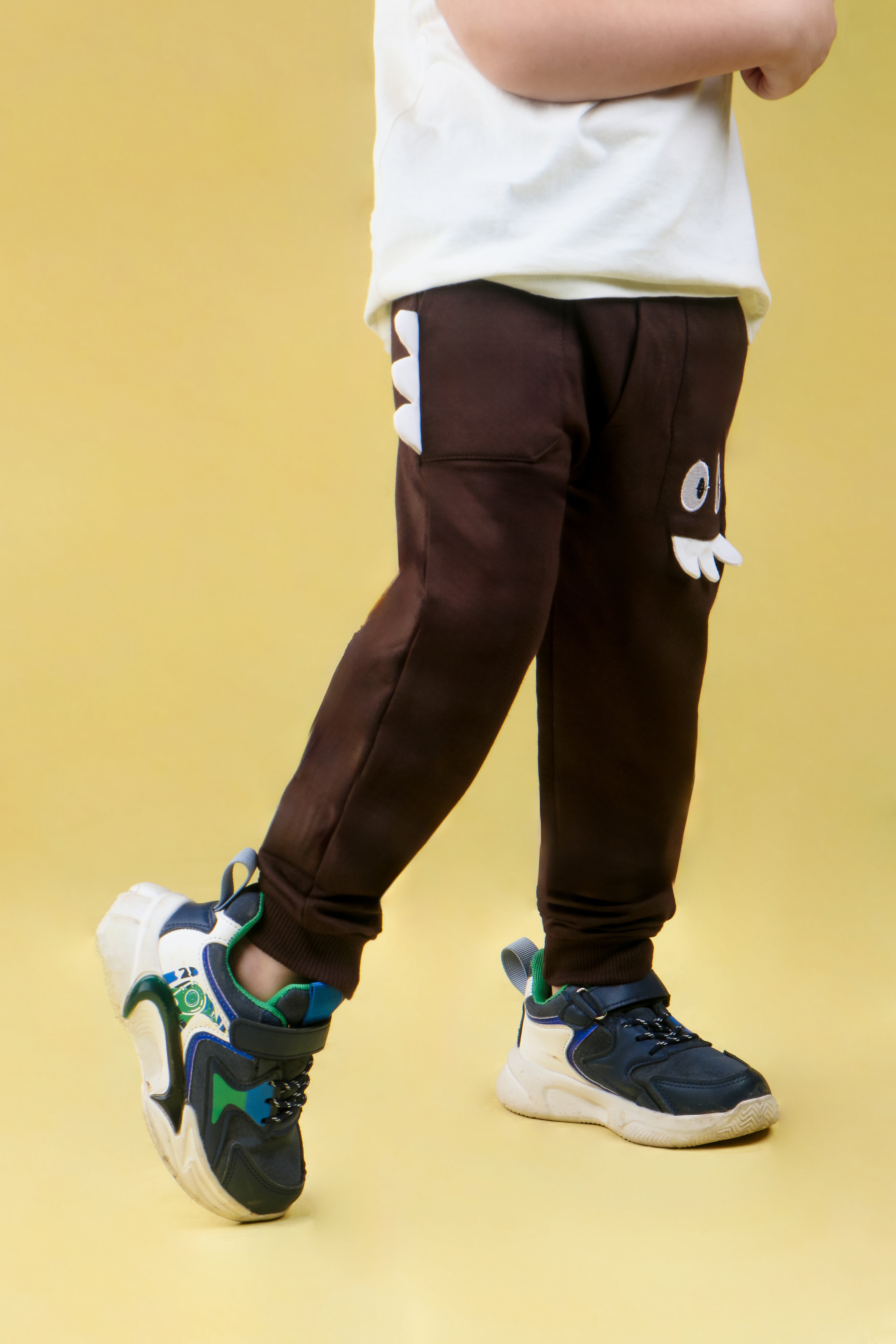 Cotton Loopknit Monster Pocket Joggers With Rib And Drawstring - Coffee Brown