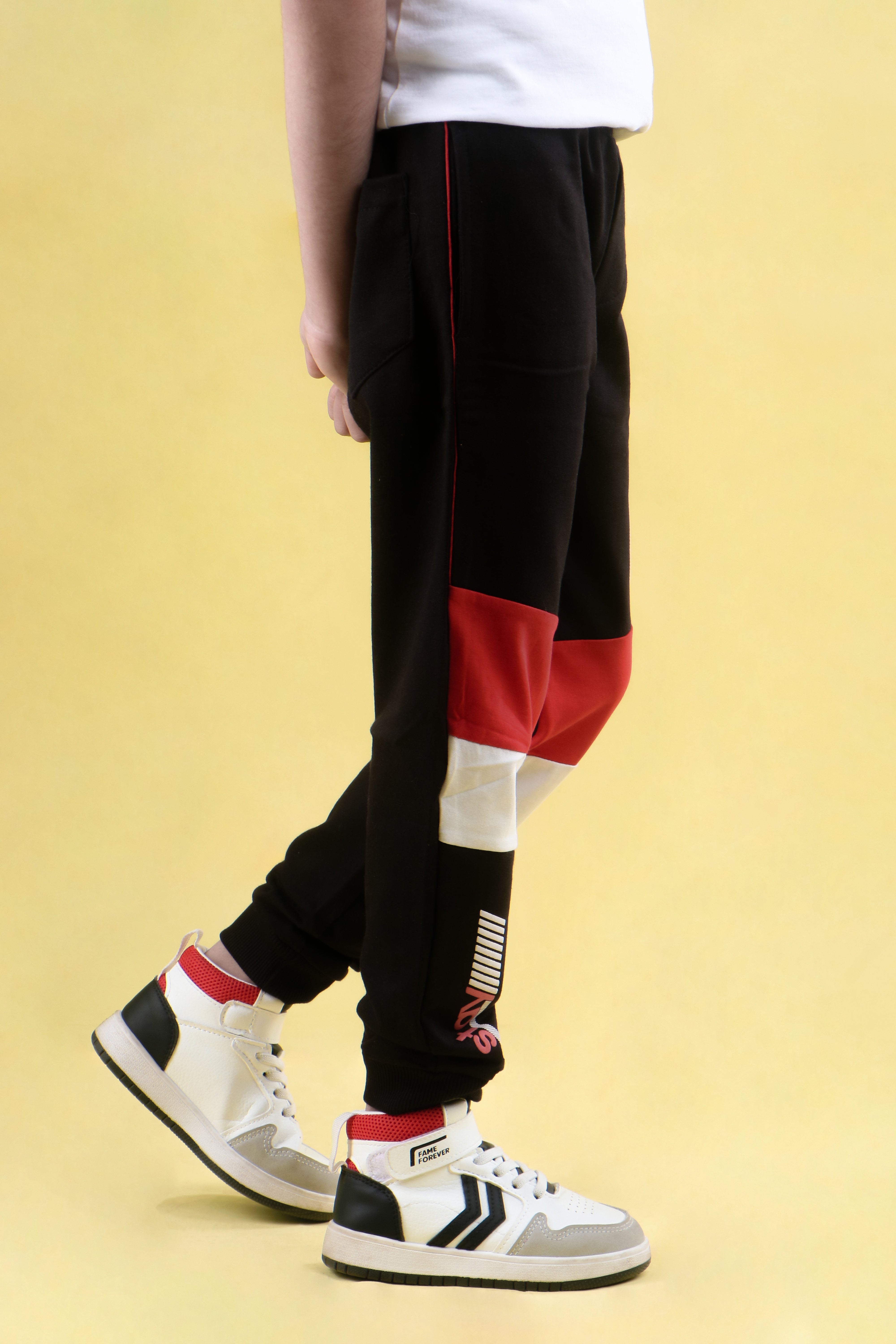 Cotton Loopknit Full Length Fancy Pattern Stay Strong Printed Joggers - Black