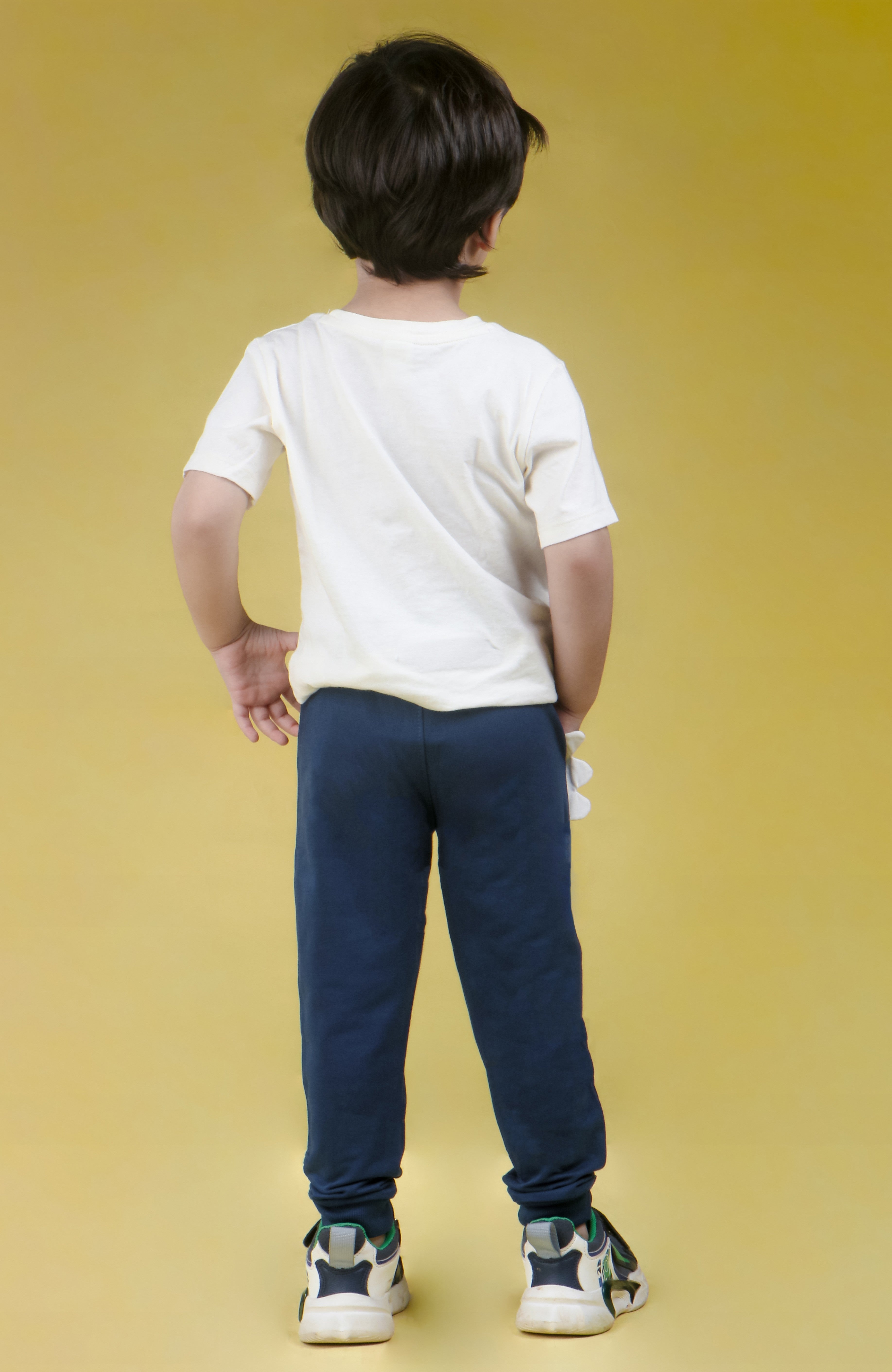 Cotton Loopknit Monster Pocket Joggers With Rib And Drawstring - Blue