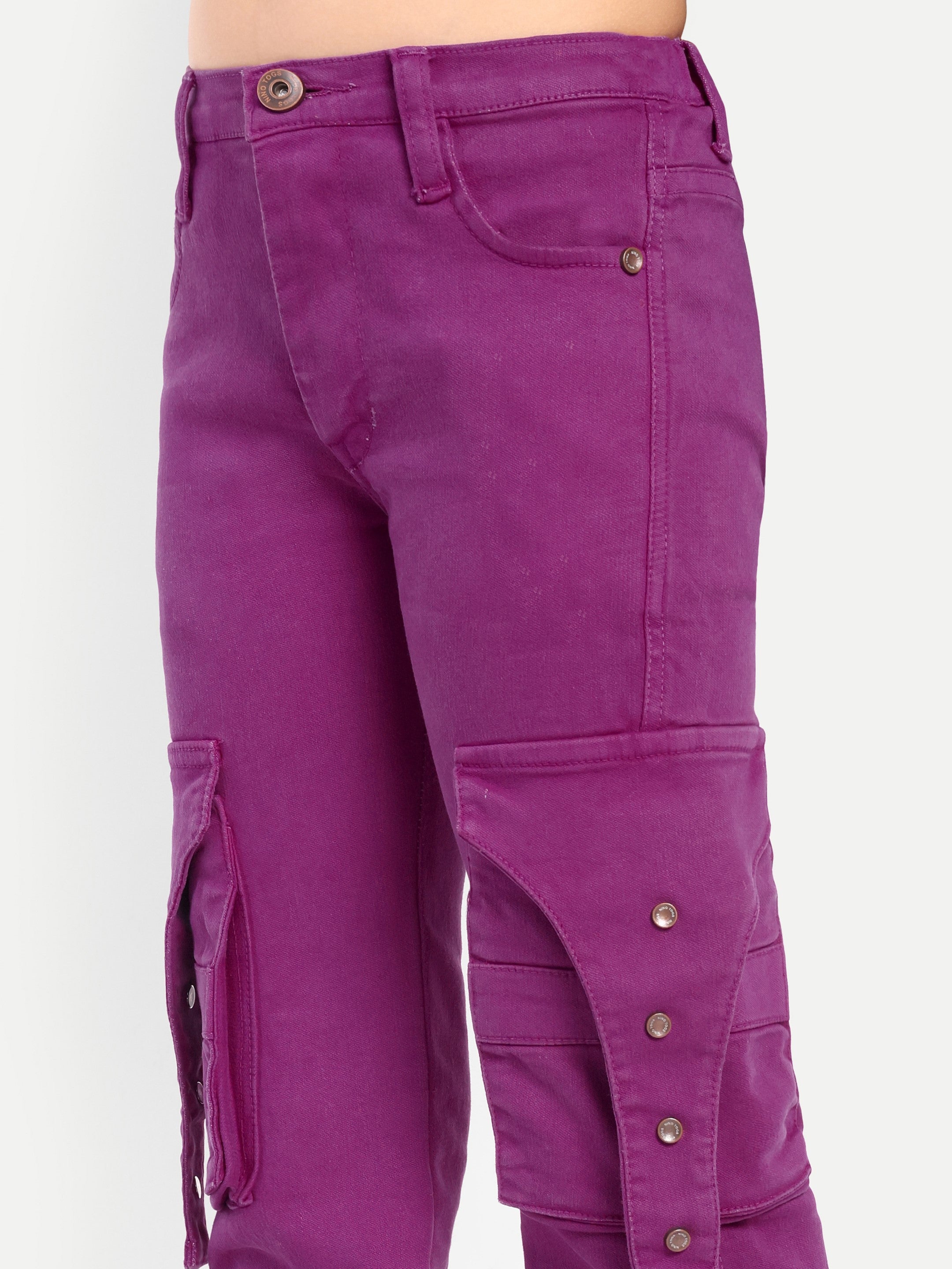 Stretchable Fancy Color Jeans with Side Pockets