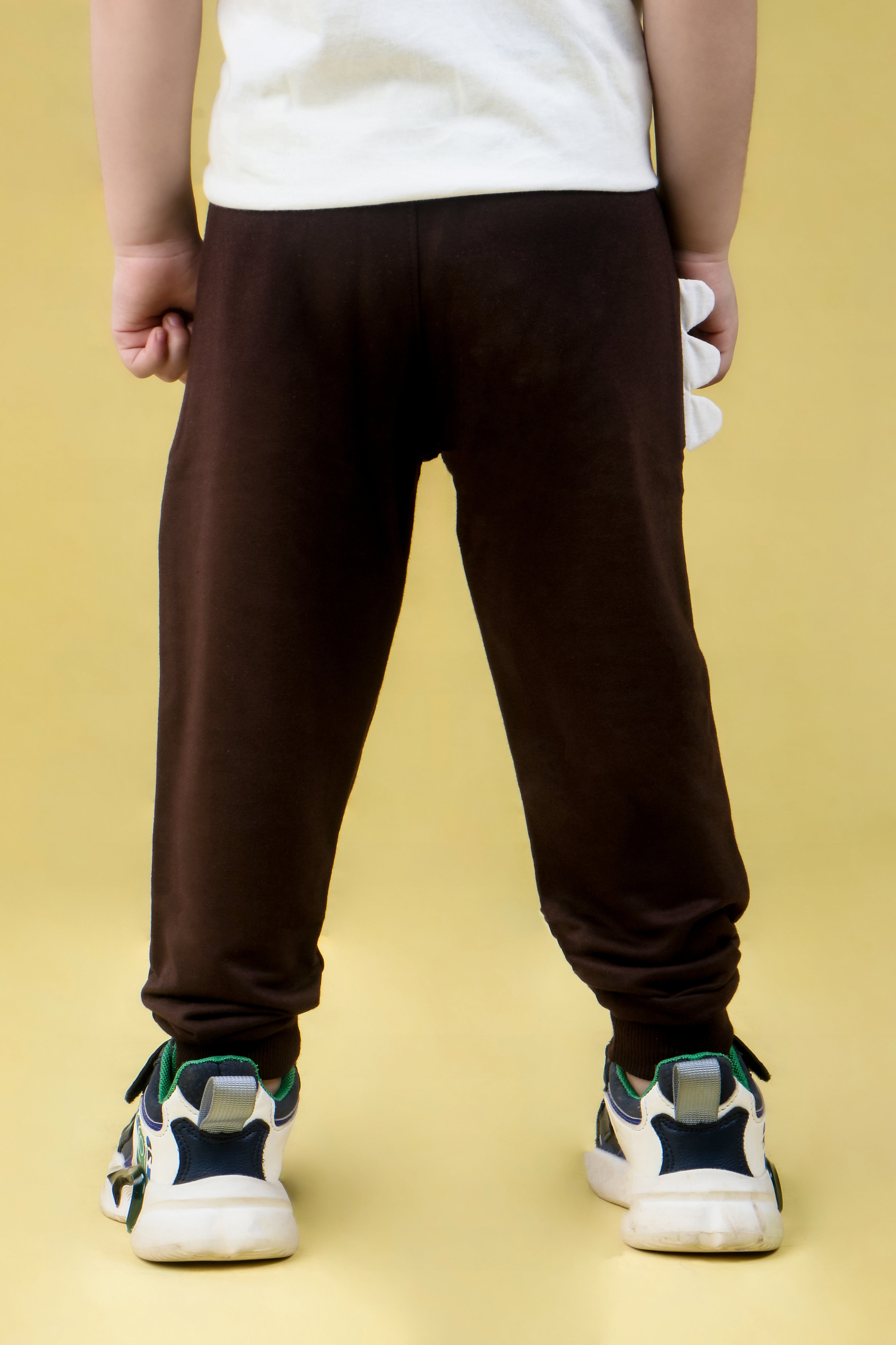 Cotton Loopknit Monster Pocket Joggers With Rib And Drawstring - Coffee Brown