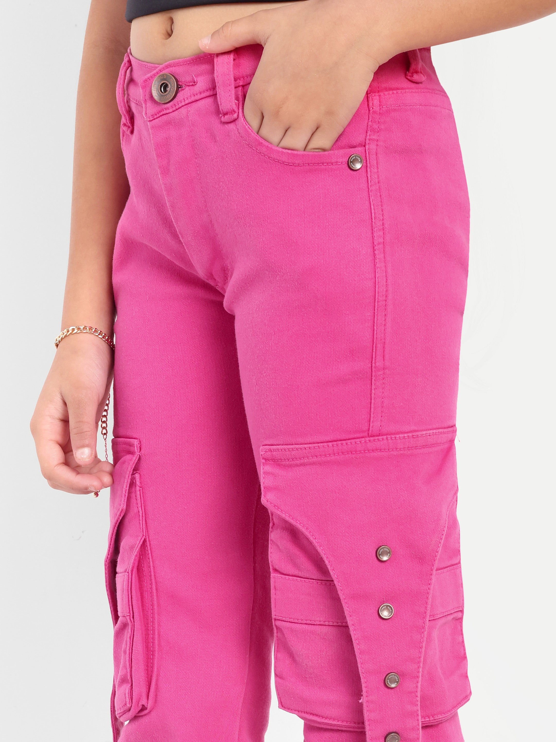 Stretchable Fancy Color Jeans with Side Box Pockets