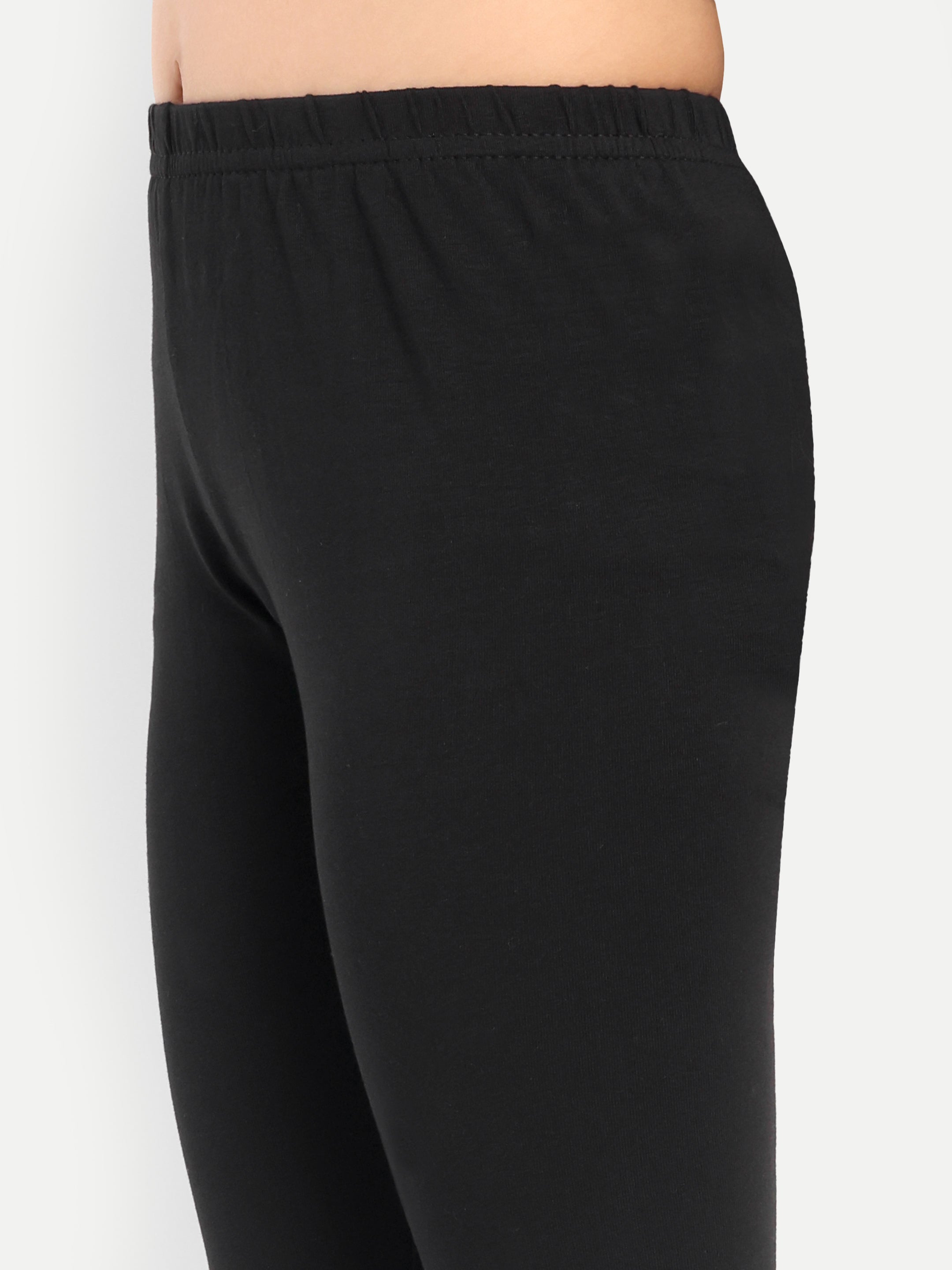 Cotton Lycra Knit Full Length Leggings Pack of 3 - Multi,Black,Magenta