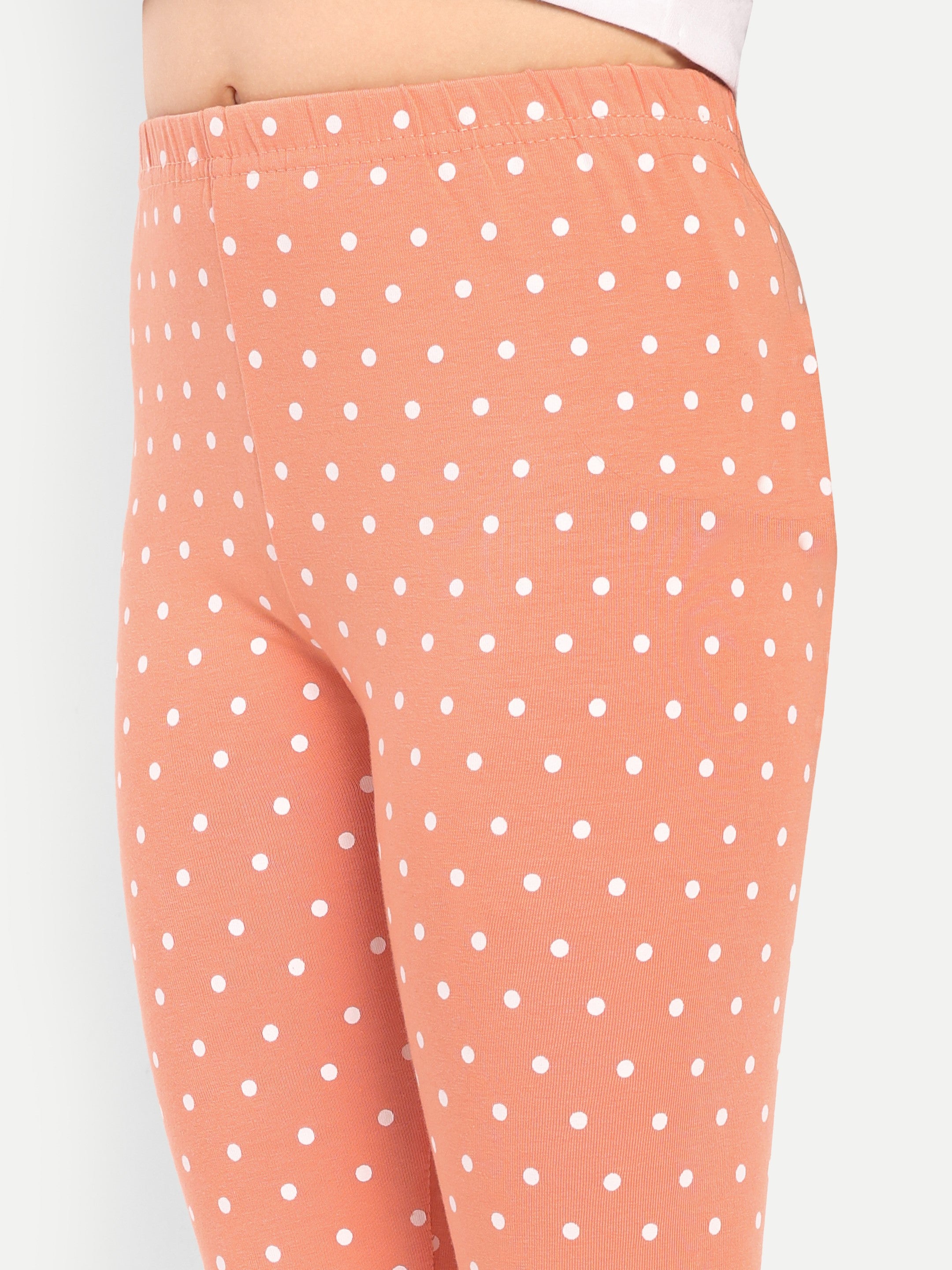 Cotton Lycra Knit Full Length Leggings Pack of 3 - Black,Peach,Red