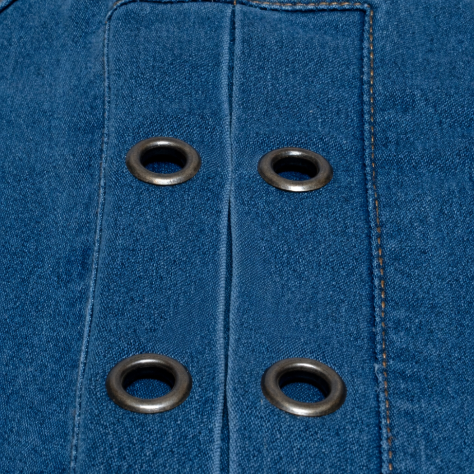 Stretchable Flared Jeans with Fancy Rivets on both leg sides