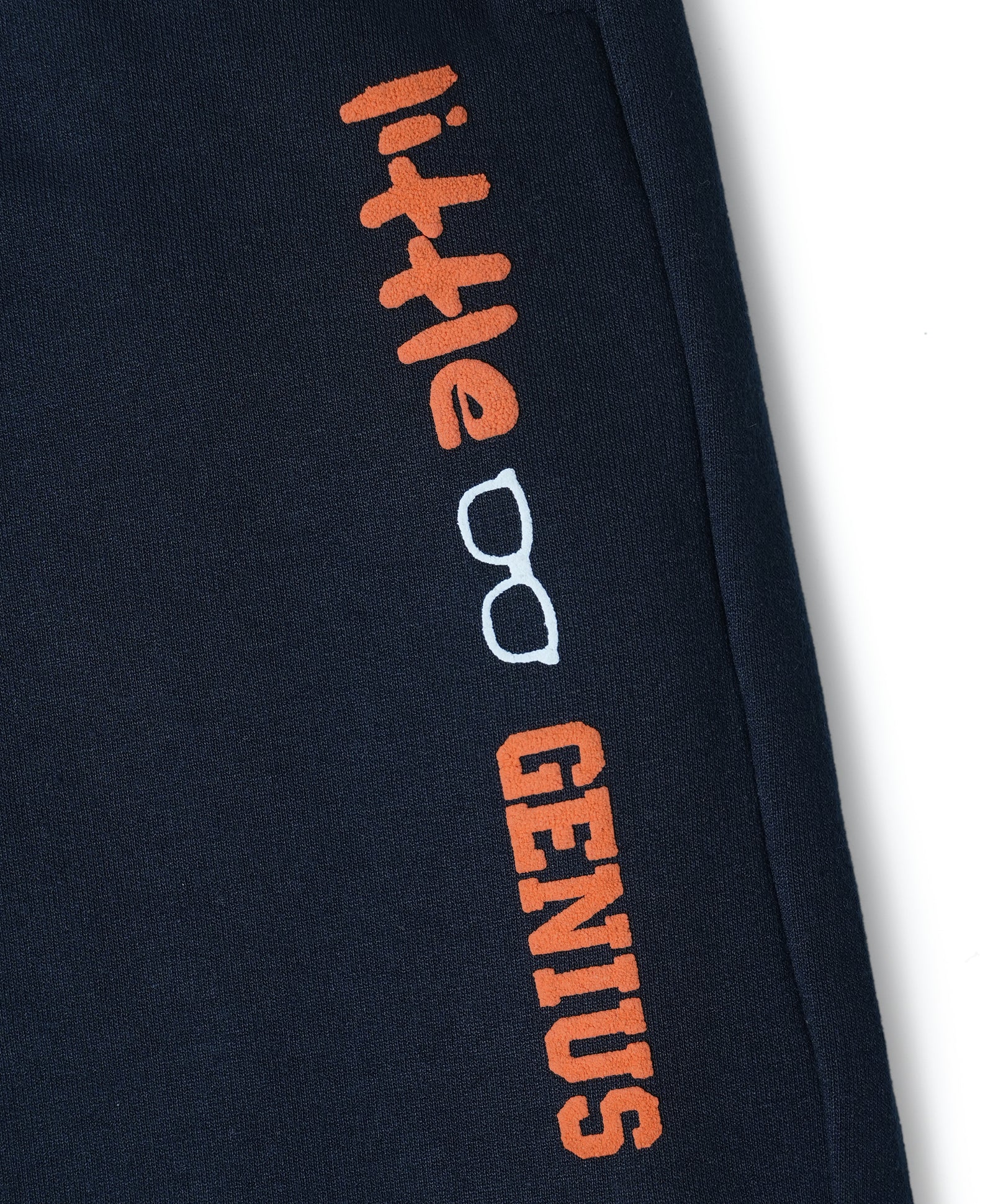 Cotton Looper Full Length Little Genius Printed Joggers - Navy