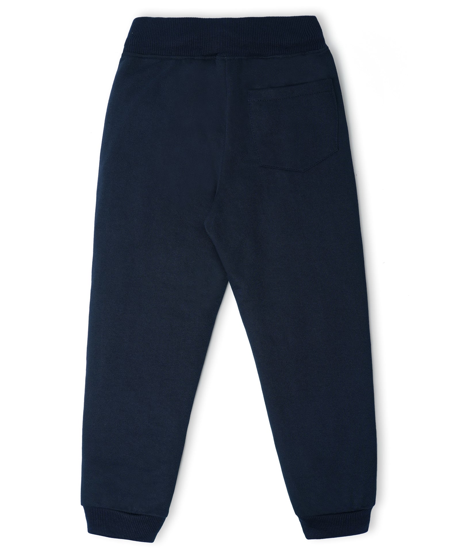 Cotton Looper Full Length Little Genius Printed Joggers - Navy