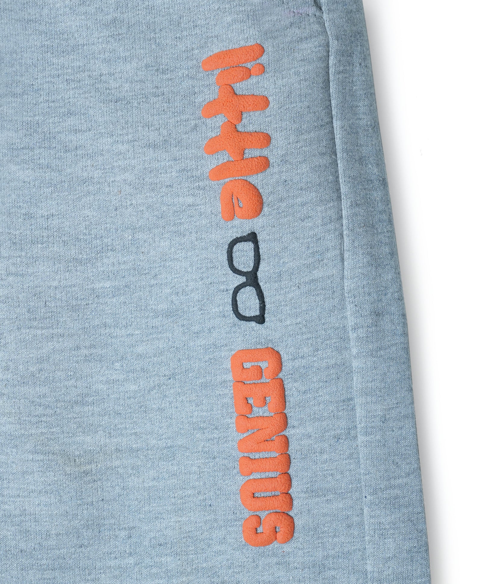 Cotton Looper Full Length Little Genius Printed Joggers - Grey