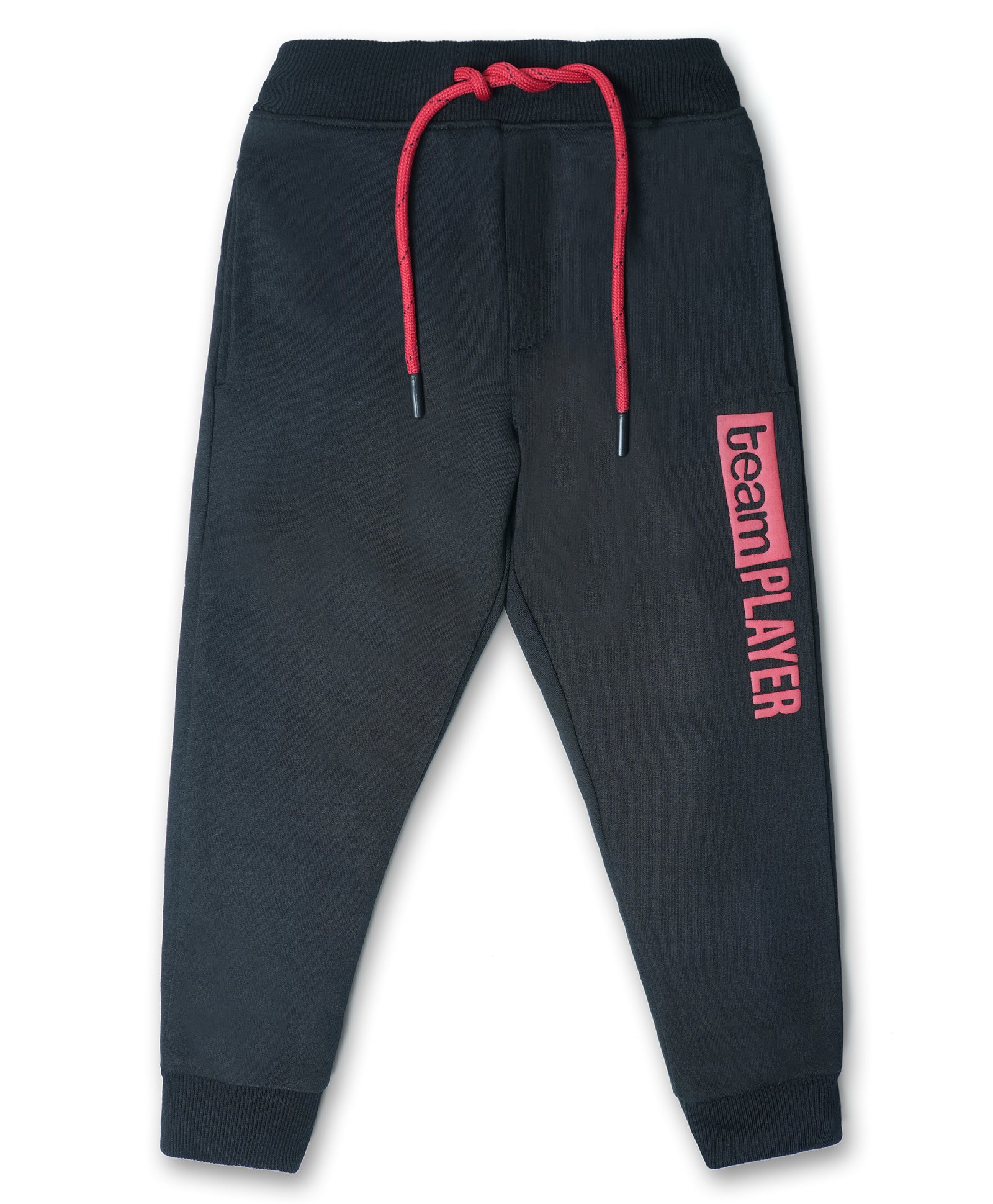 Cotton Looper Full Length Team Player Printed Joggers - Black RD