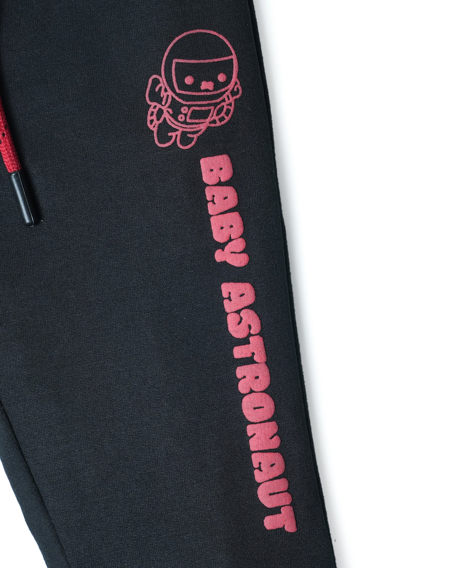 Cotton Looper Full Length Baby Astronaut Printed Joggers - Black RD