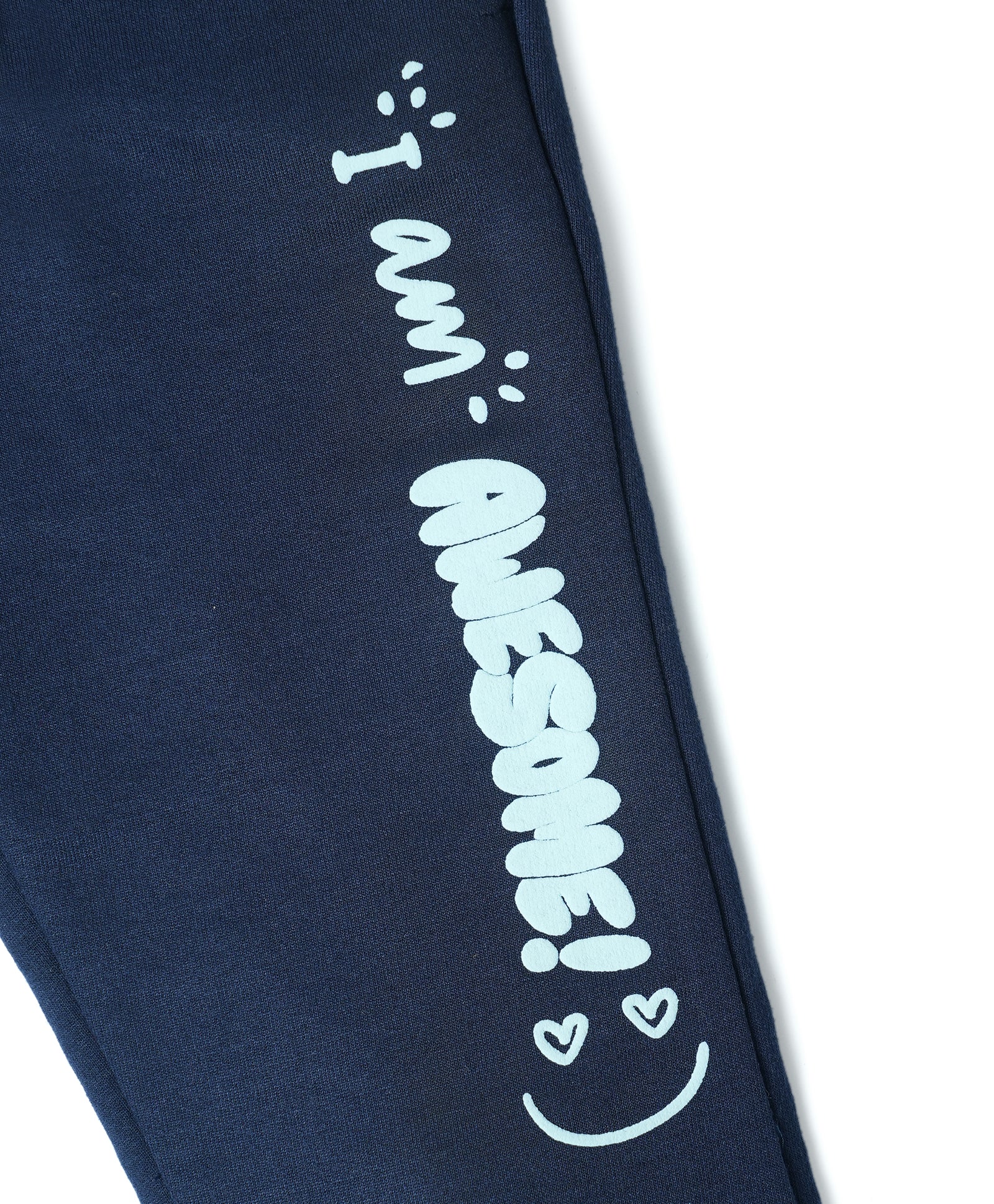 Cotton Looper Full Length Baby Awesome Printed Joggers - Navy SG