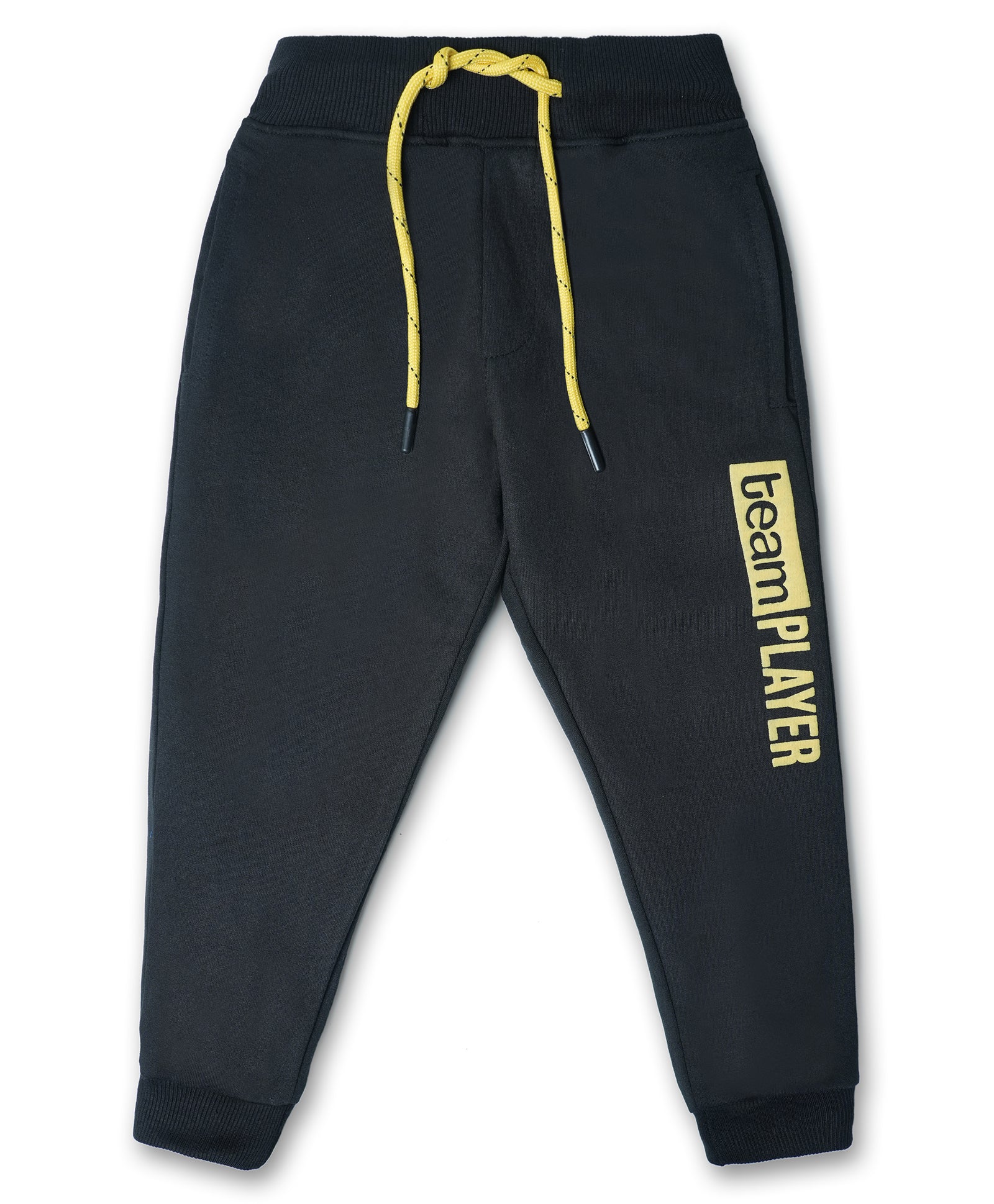 Cotton Looper Full Length Team Player Printed Joggers - Black MU