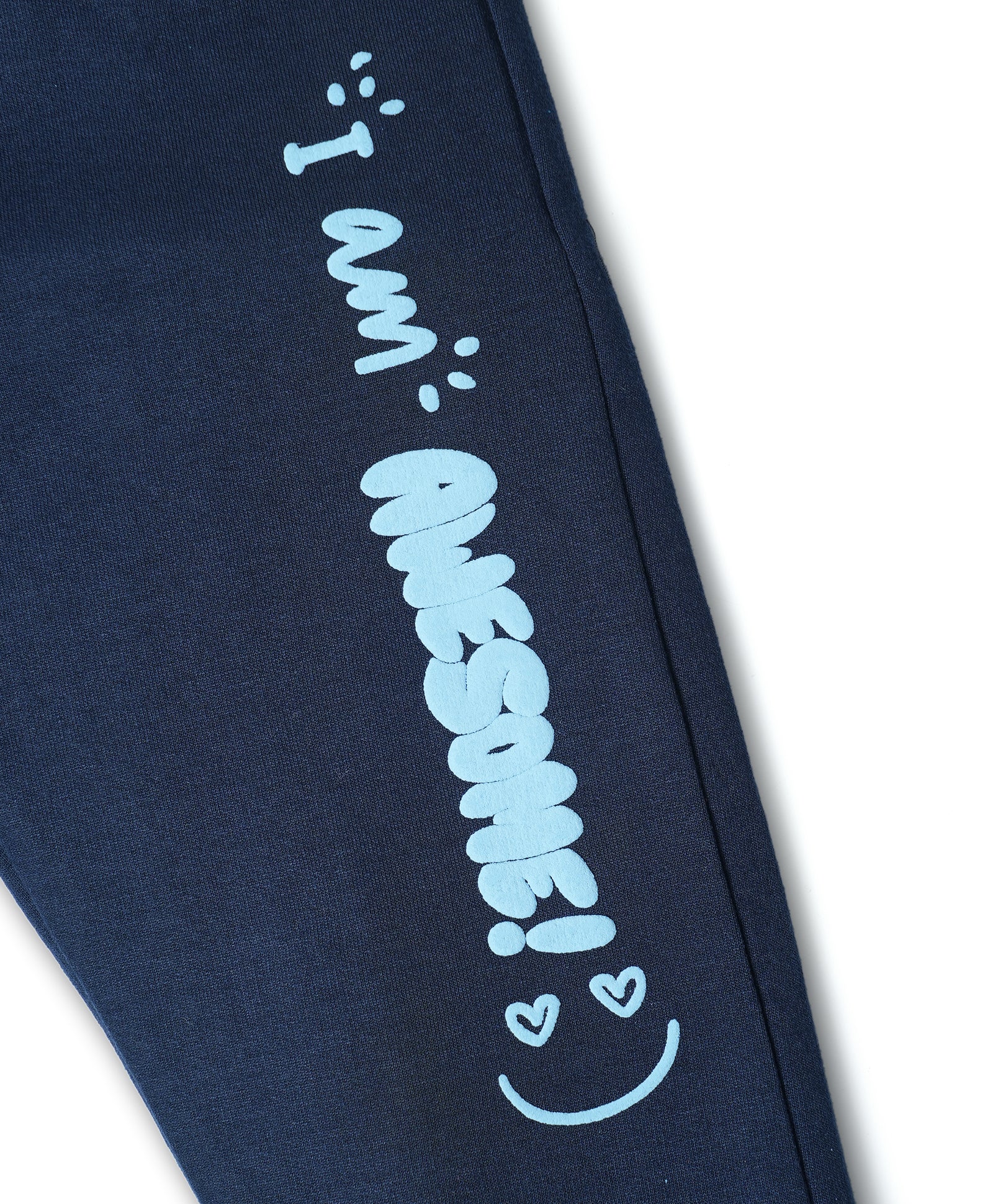 Cotton Looper Full Length Baby Awesome Printed Joggers - Navy SB