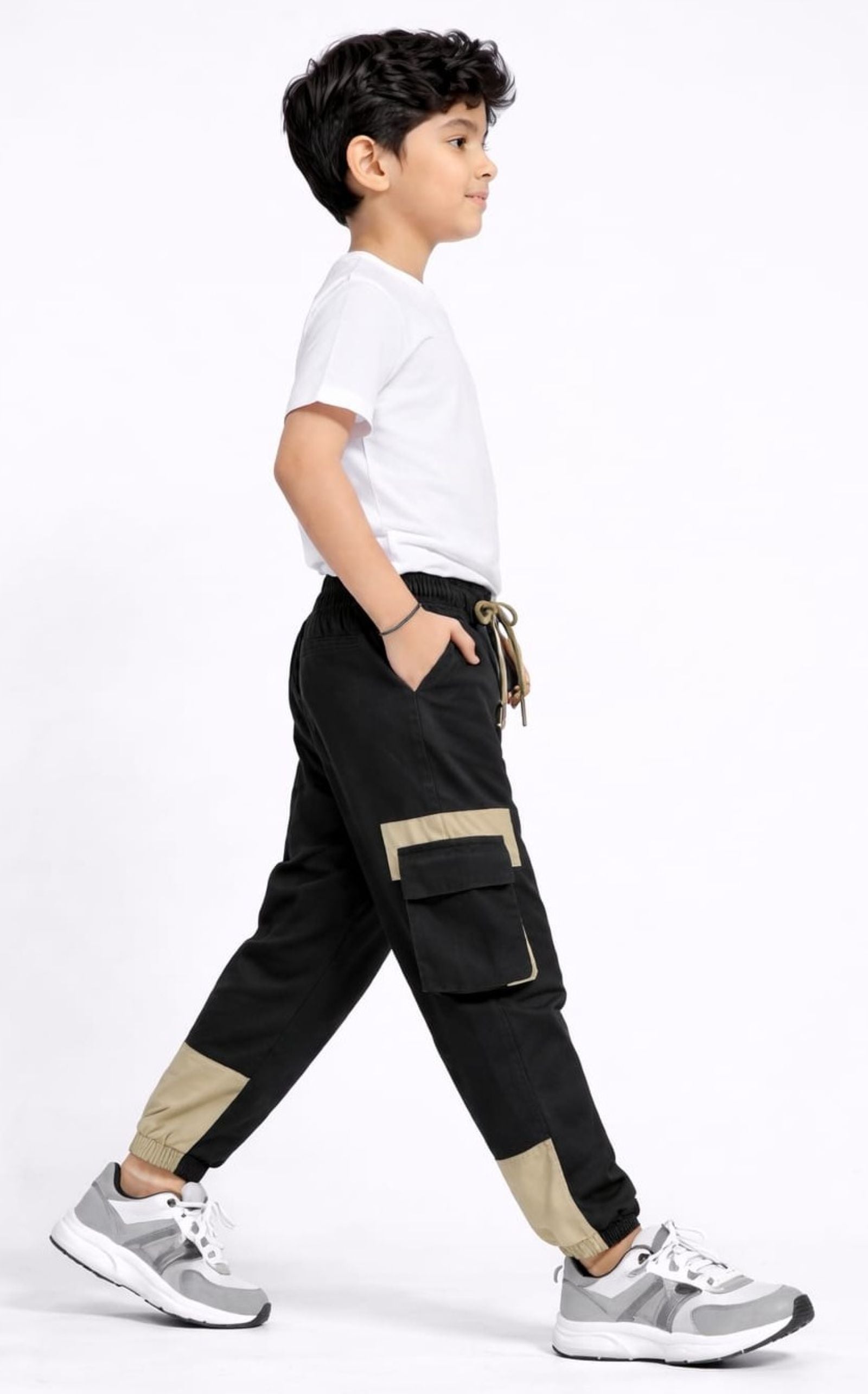 Cotton Woven Cargo Pants with Fancy Box Pockets - Coffee