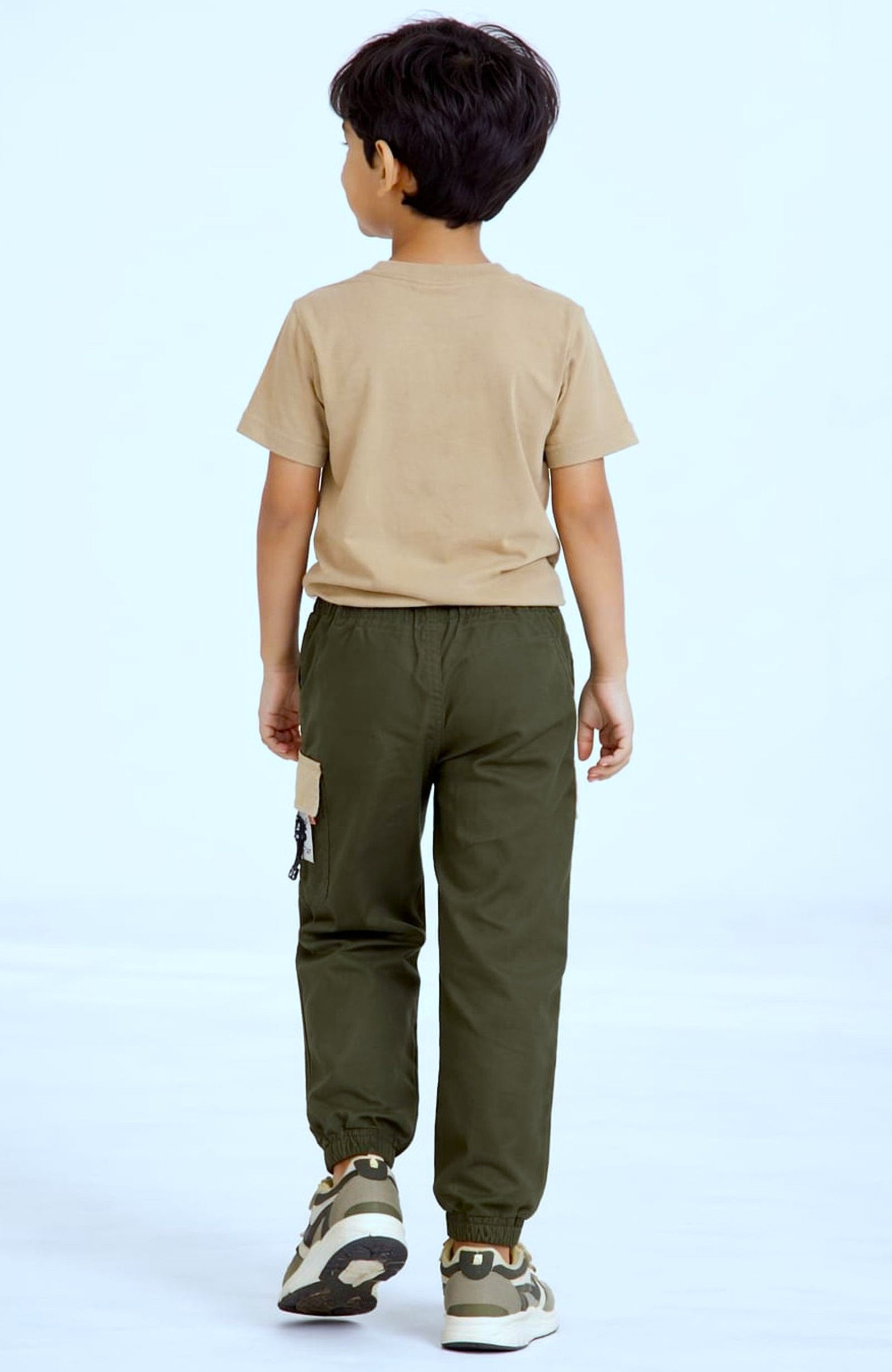 Cotton Woven Cargo Pants with Fancy Side Pockets - Military Green