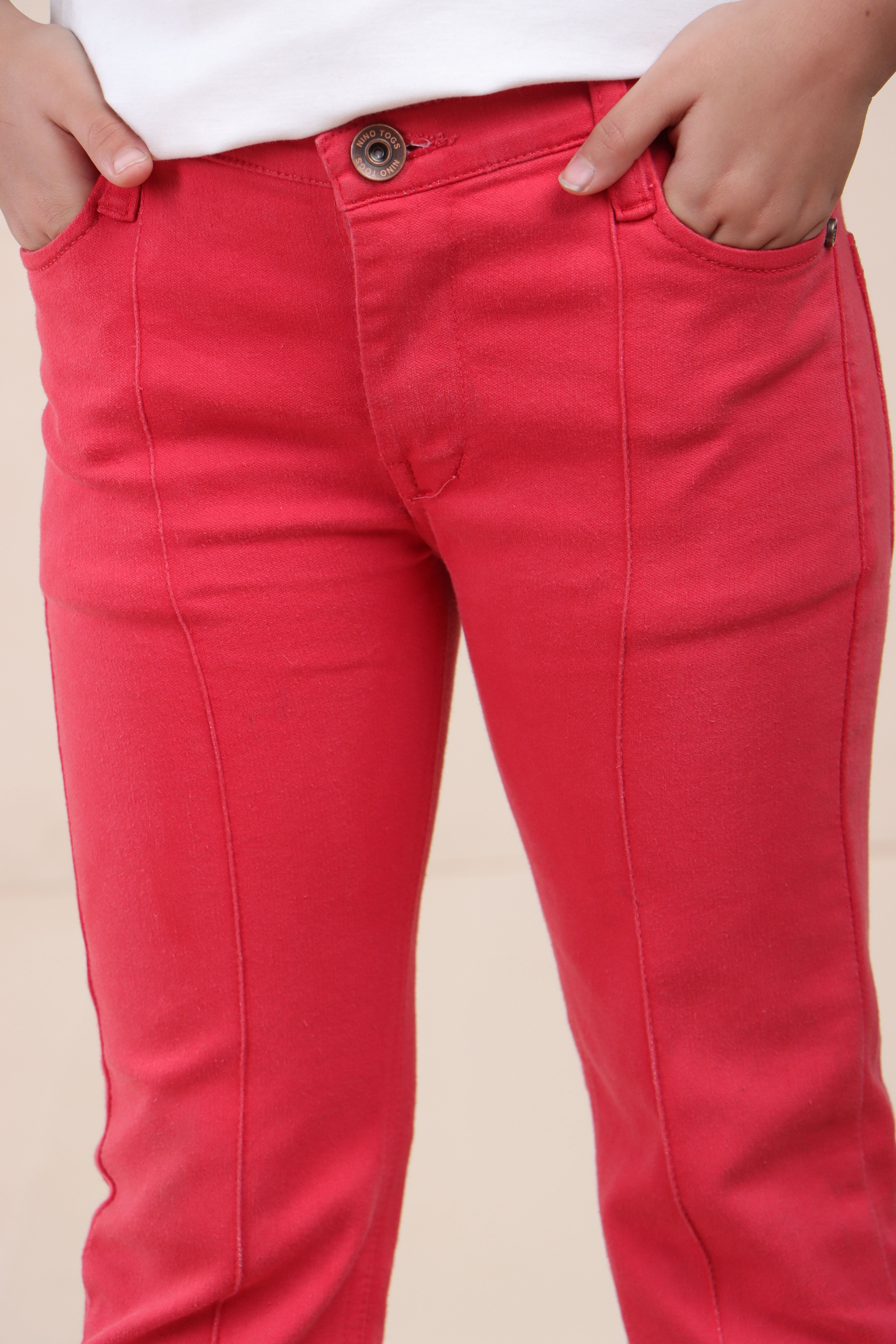 Stretchable Fancy Color Jeans with Front Tux