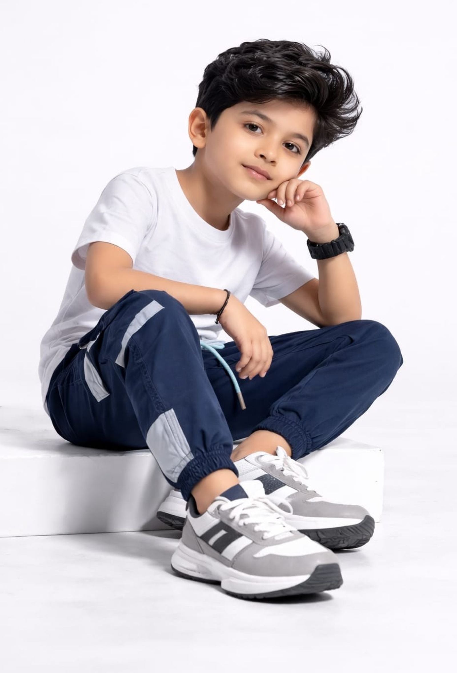 Cotton Woven Cargo Pants with Fancy Box Pockets - Navyblue