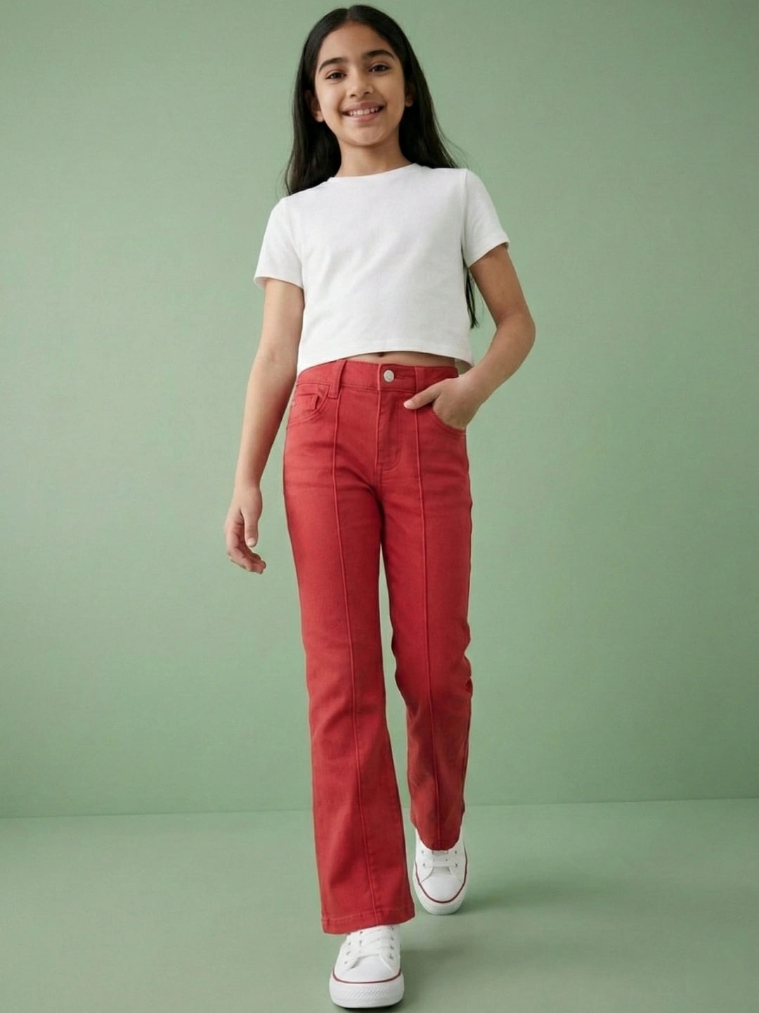 Cotton Denim Comfort Straight Fit Stretchable Jeans - Red