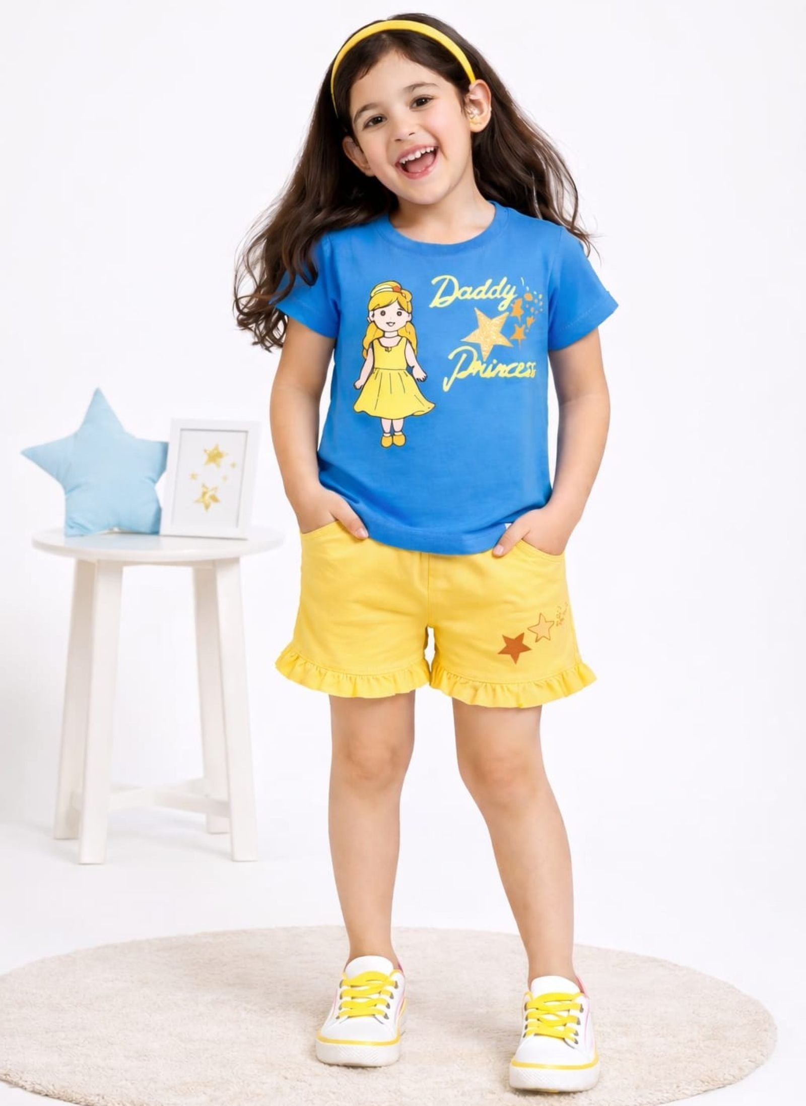 Girls Princess Printed Tee with Frilled Shorts B.