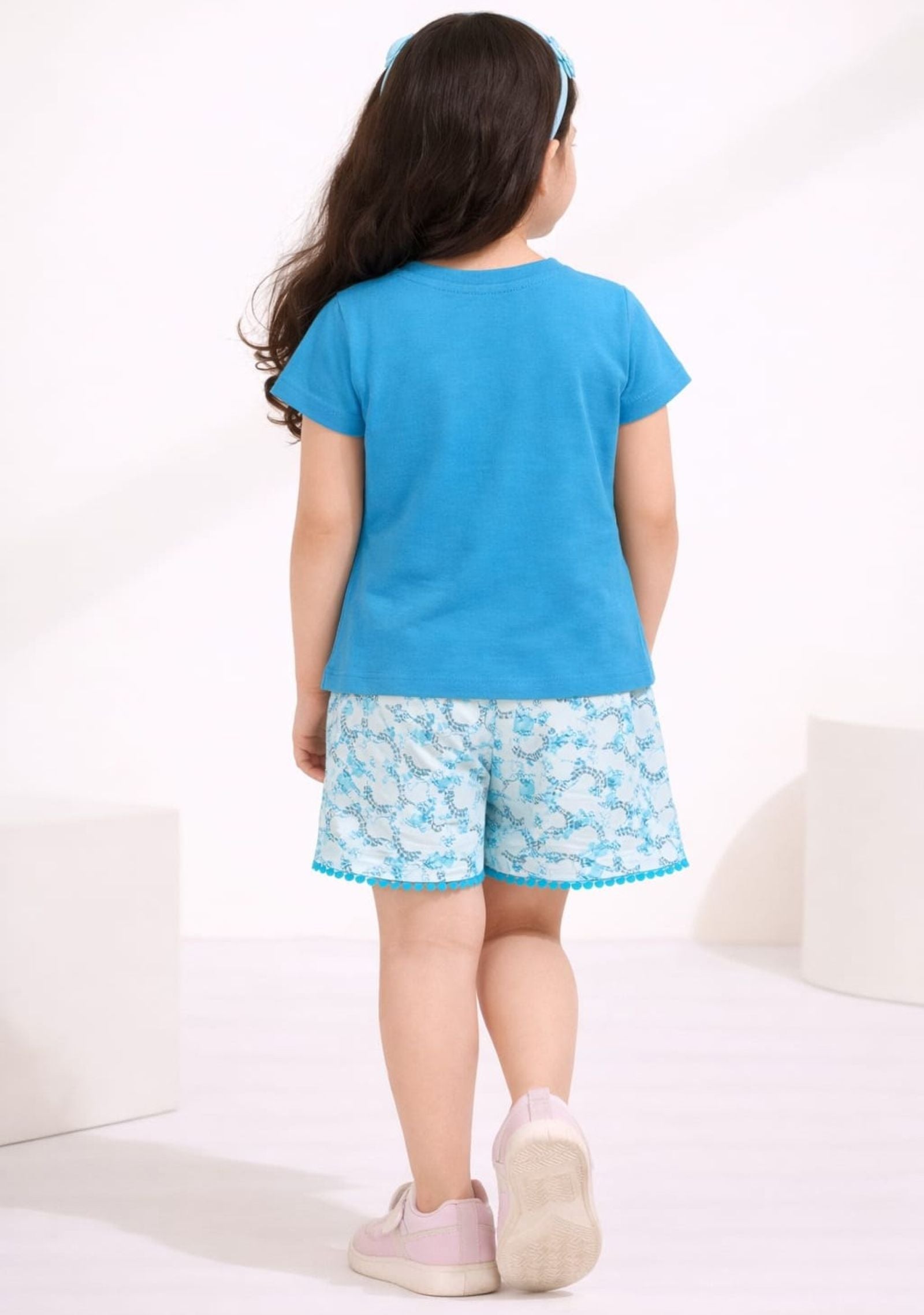 Girls Sequin Butterfly Tee with PomPom Lace Shorts