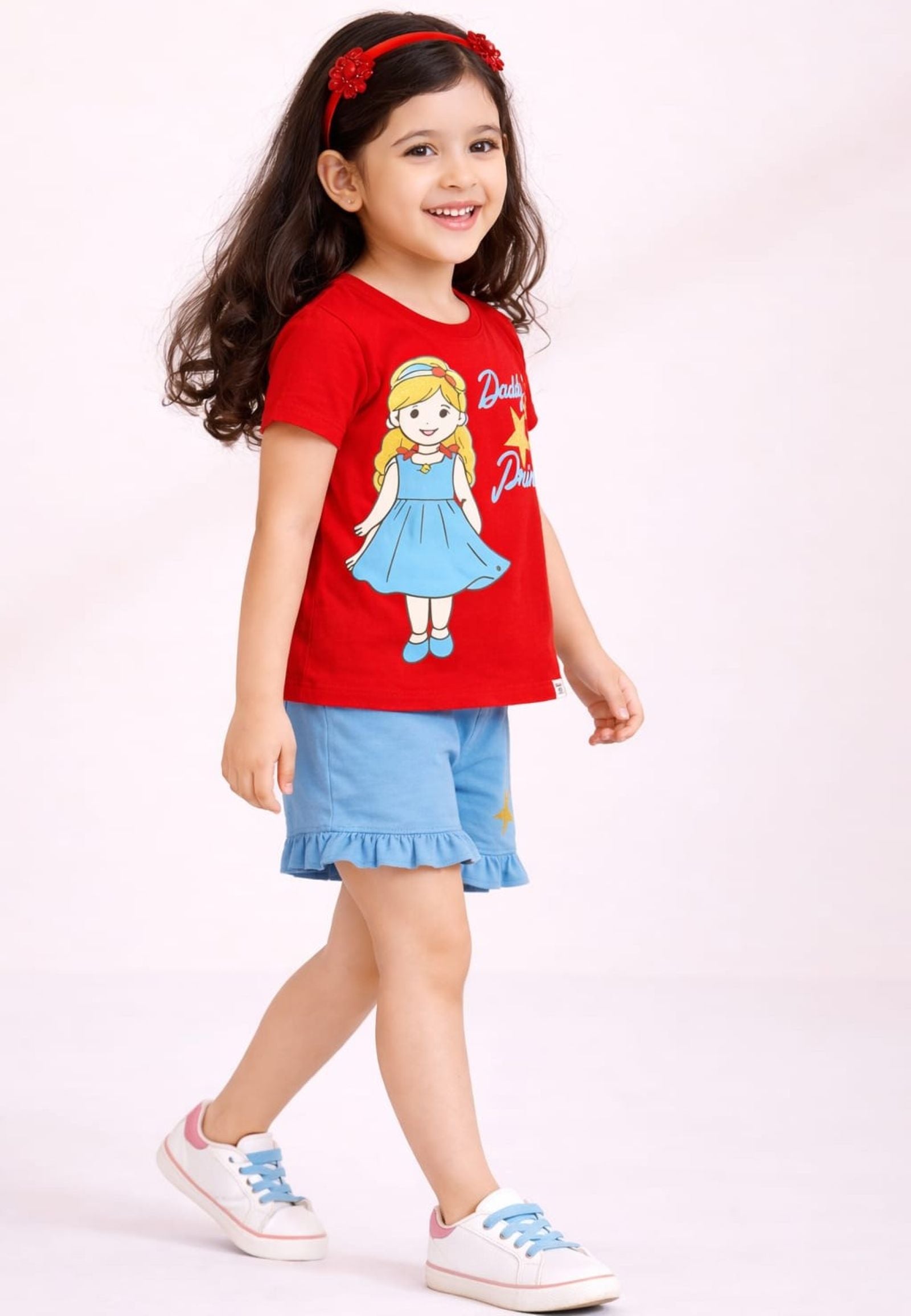 Girls Princess Printed Tee with Frilled Shorts R.