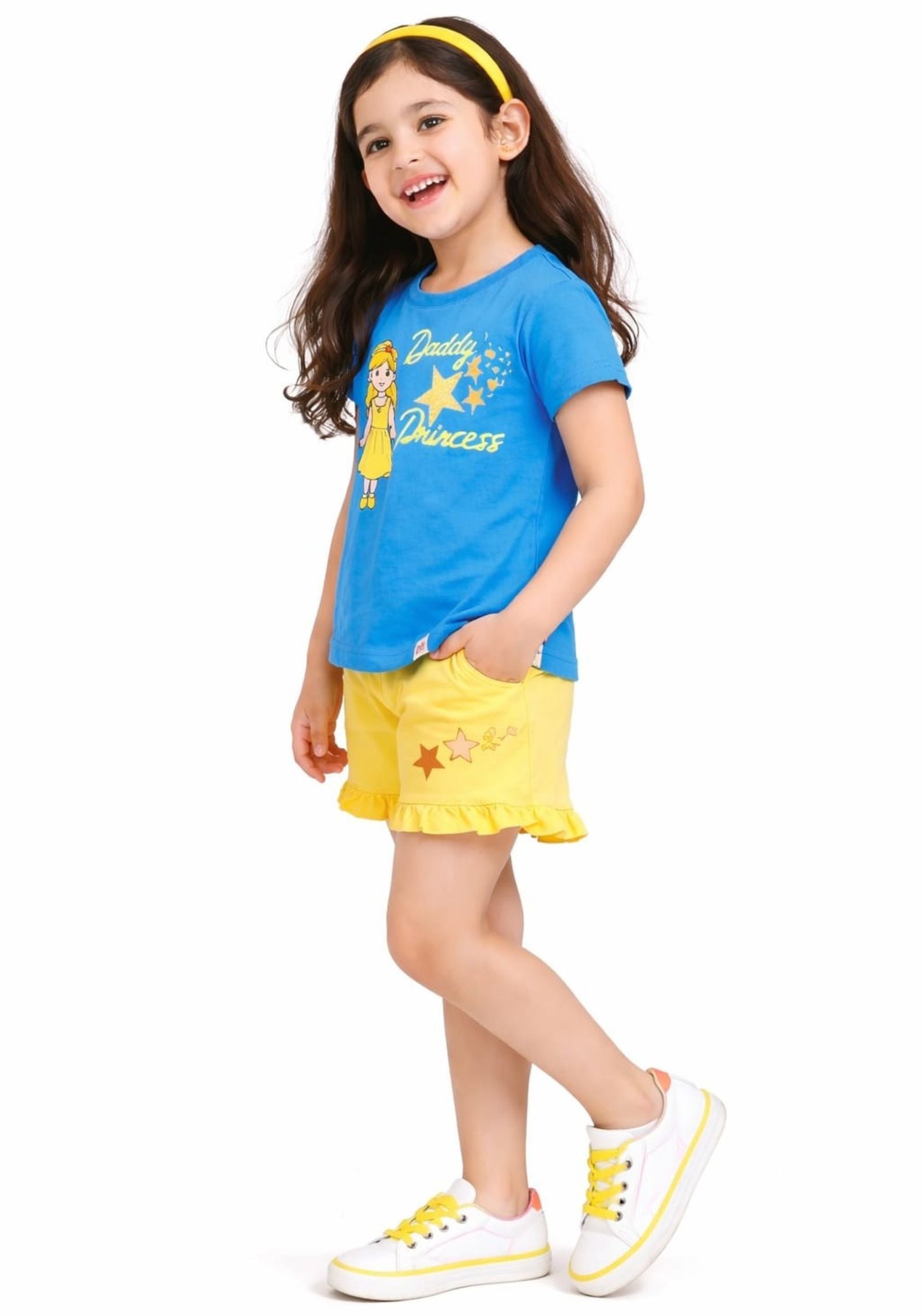Girls Princess Printed Tee with Frilled Shorts B.