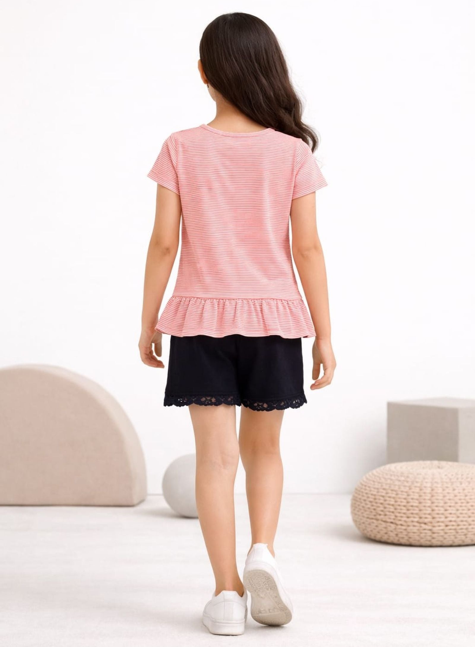 Girls Sequined Ruffle Top with Shorts P.