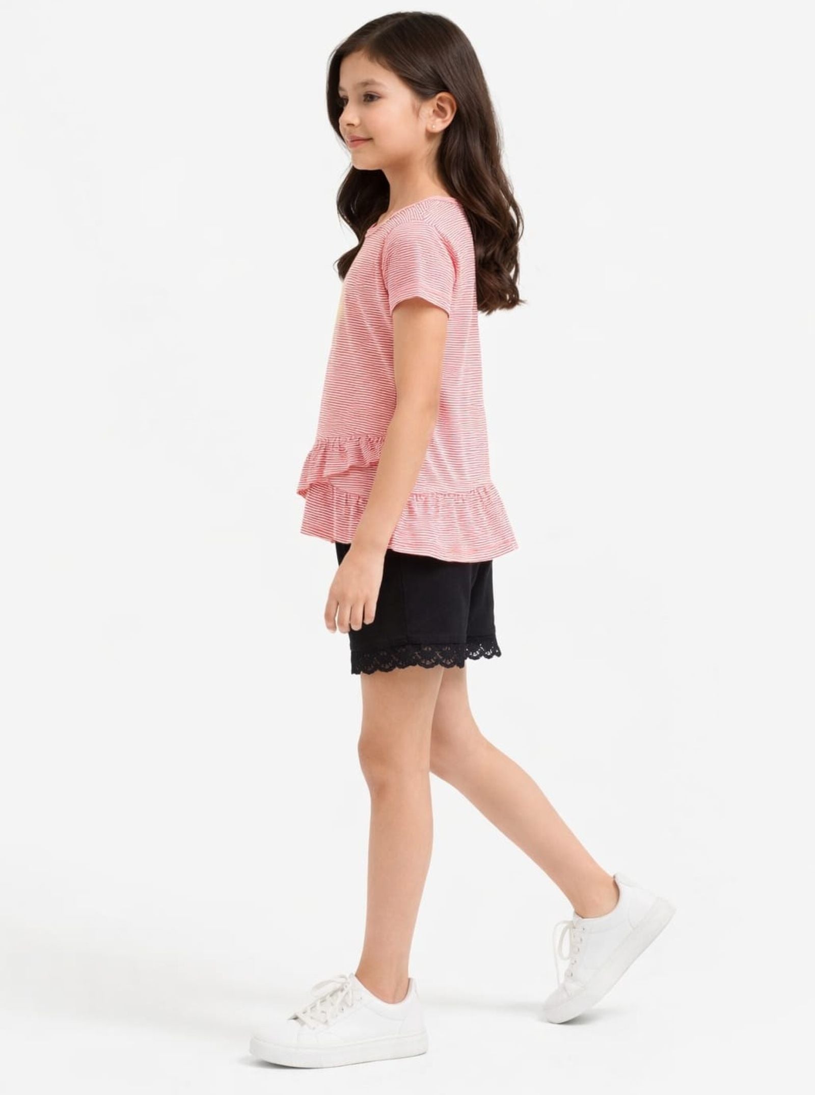 Girls Sequined Ruffle Top with Shorts P.