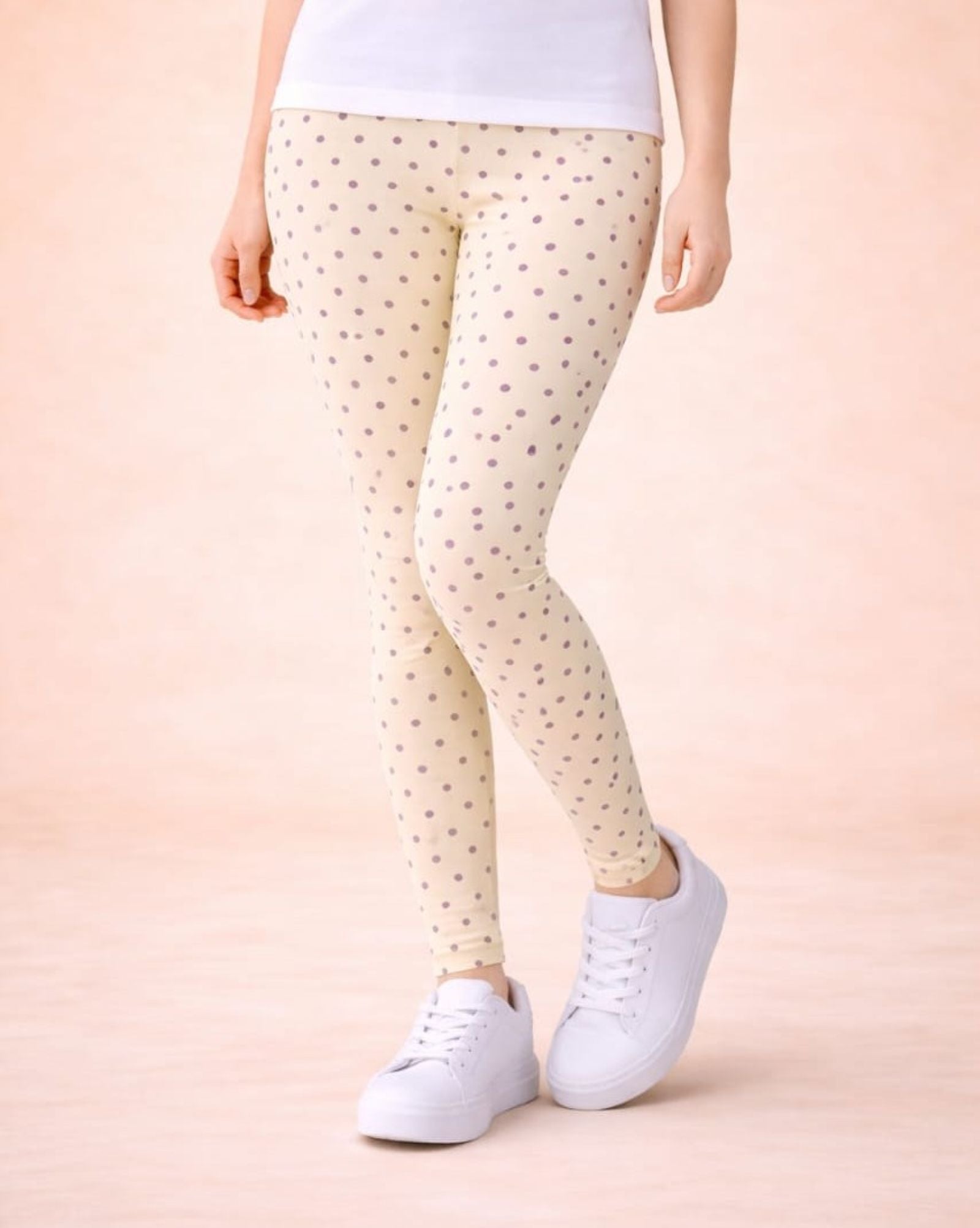 Cotton Lycra Knit Full Length Leggings Pack of 3 - Marble,Cream,Black