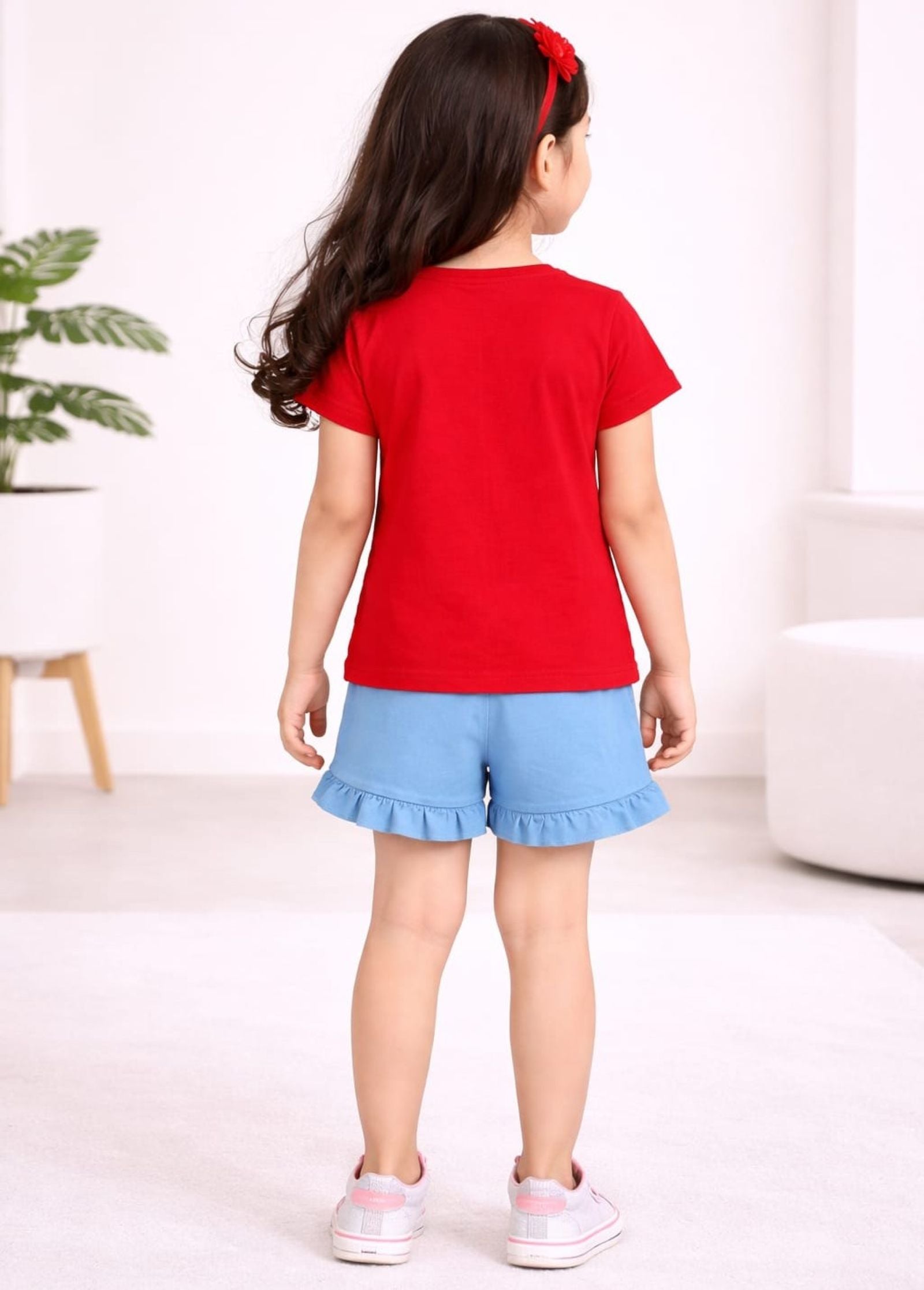 Girls Princess Printed Tee with Frilled Shorts R.
