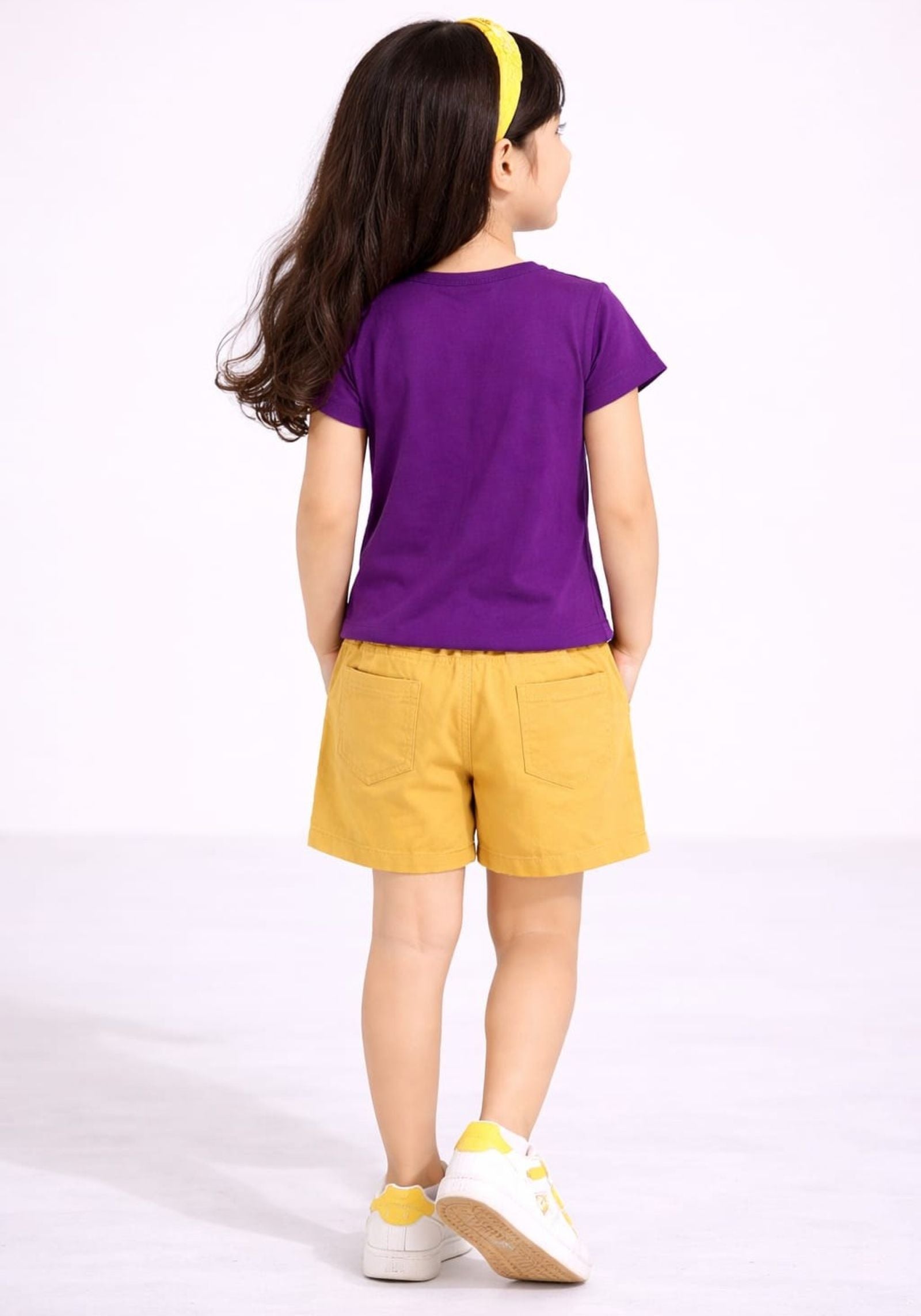 Girls Yoke Embroidered Tee with Embroidered Twill Shorts