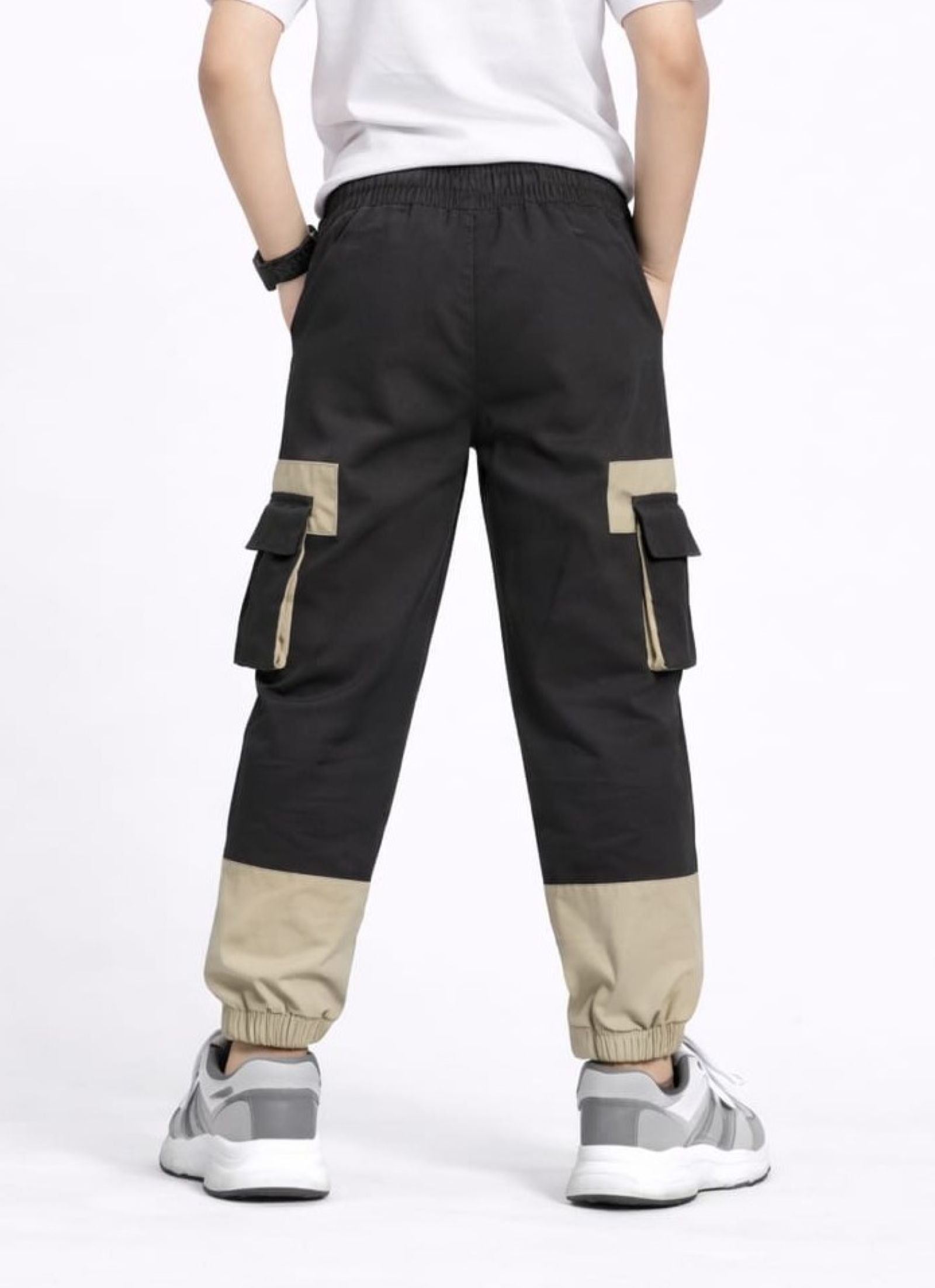 Cotton Woven Cargo Pants with Fancy Box Pockets - Coffee