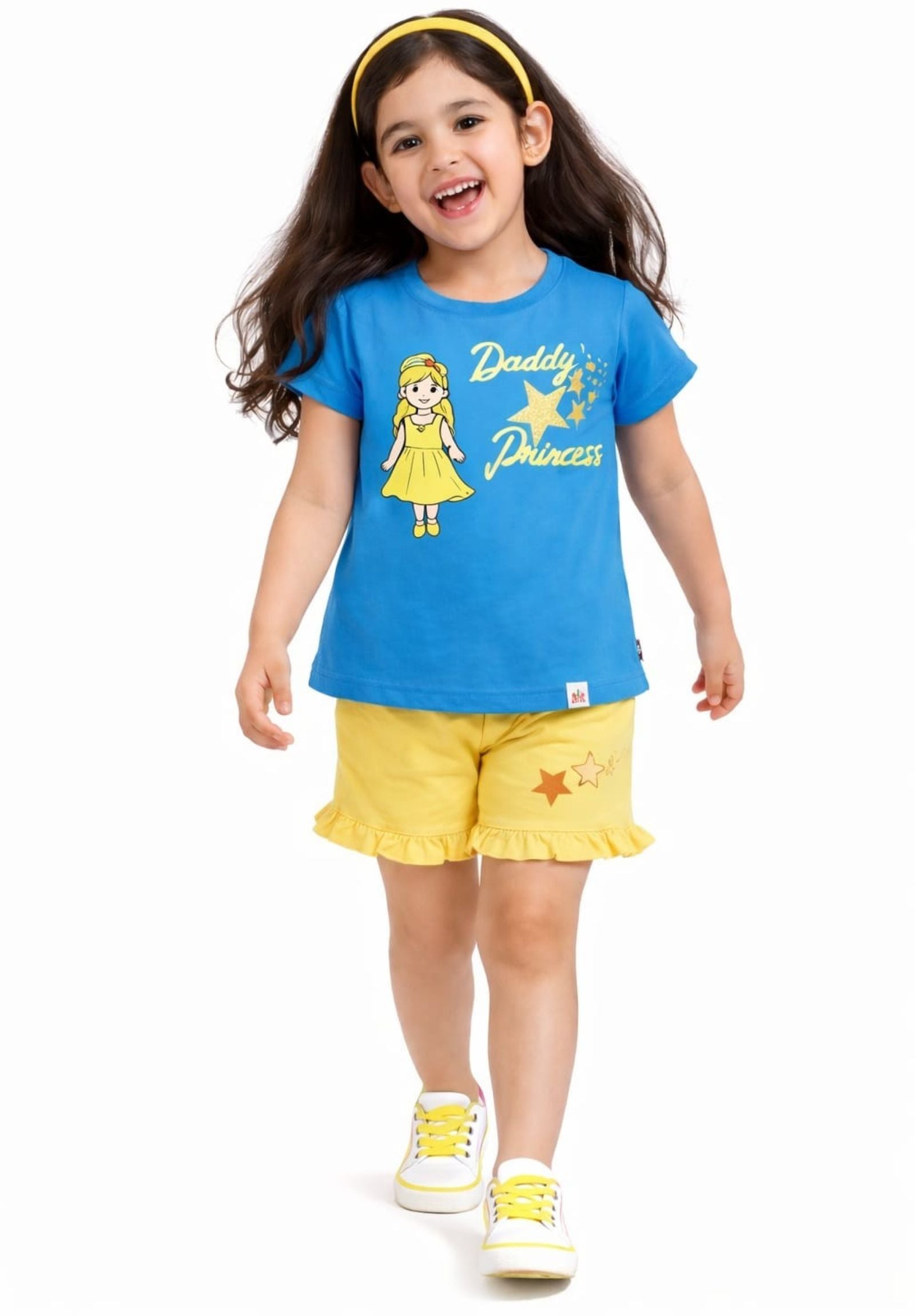 Girls Princess Printed Tee with Frilled Shorts B.