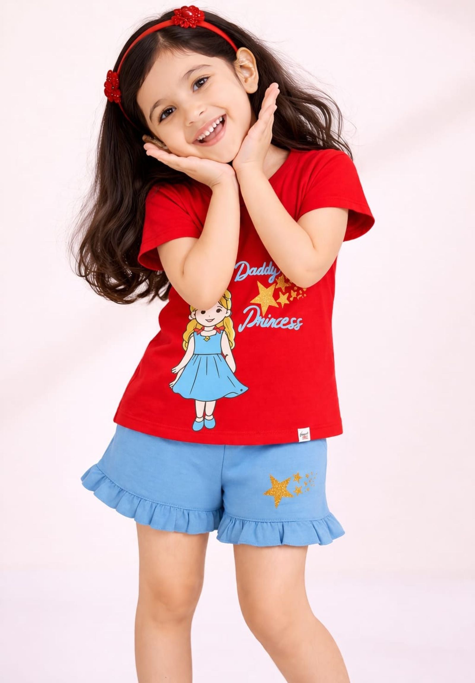 Girls Princess Printed Tee with Frilled Shorts R.